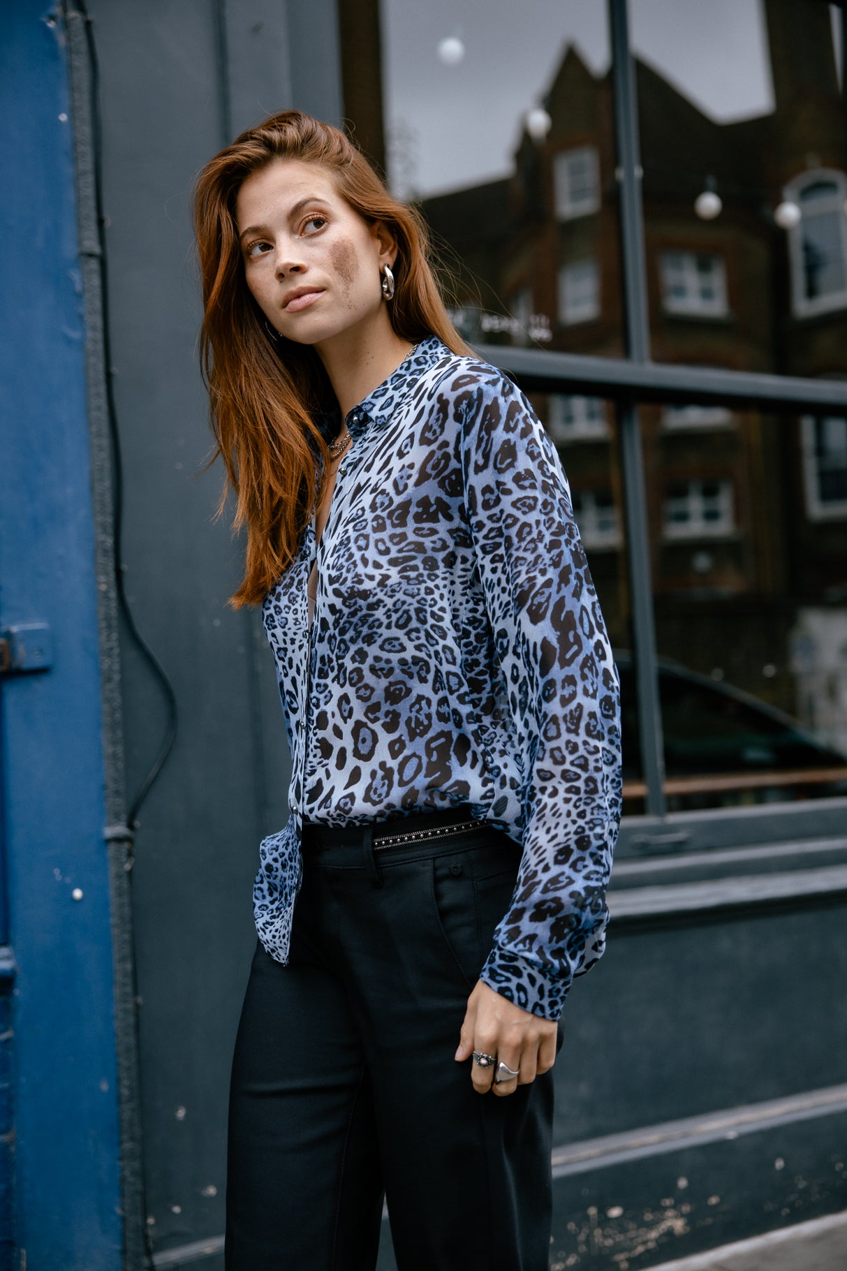 Chemise imprimée léopard Femme Cornelia Leo Blue blue | Freeman T. Porter