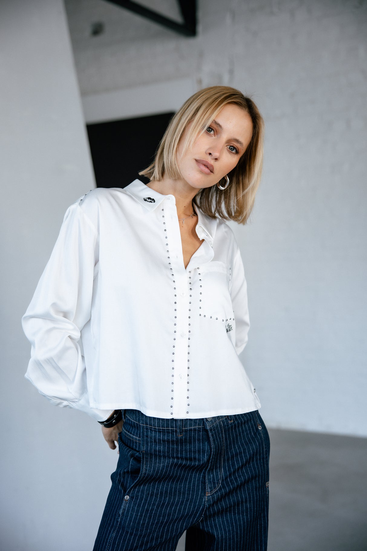 Chemise blanche brodée Femme Caretina Kiss white | Freeman T. Porter