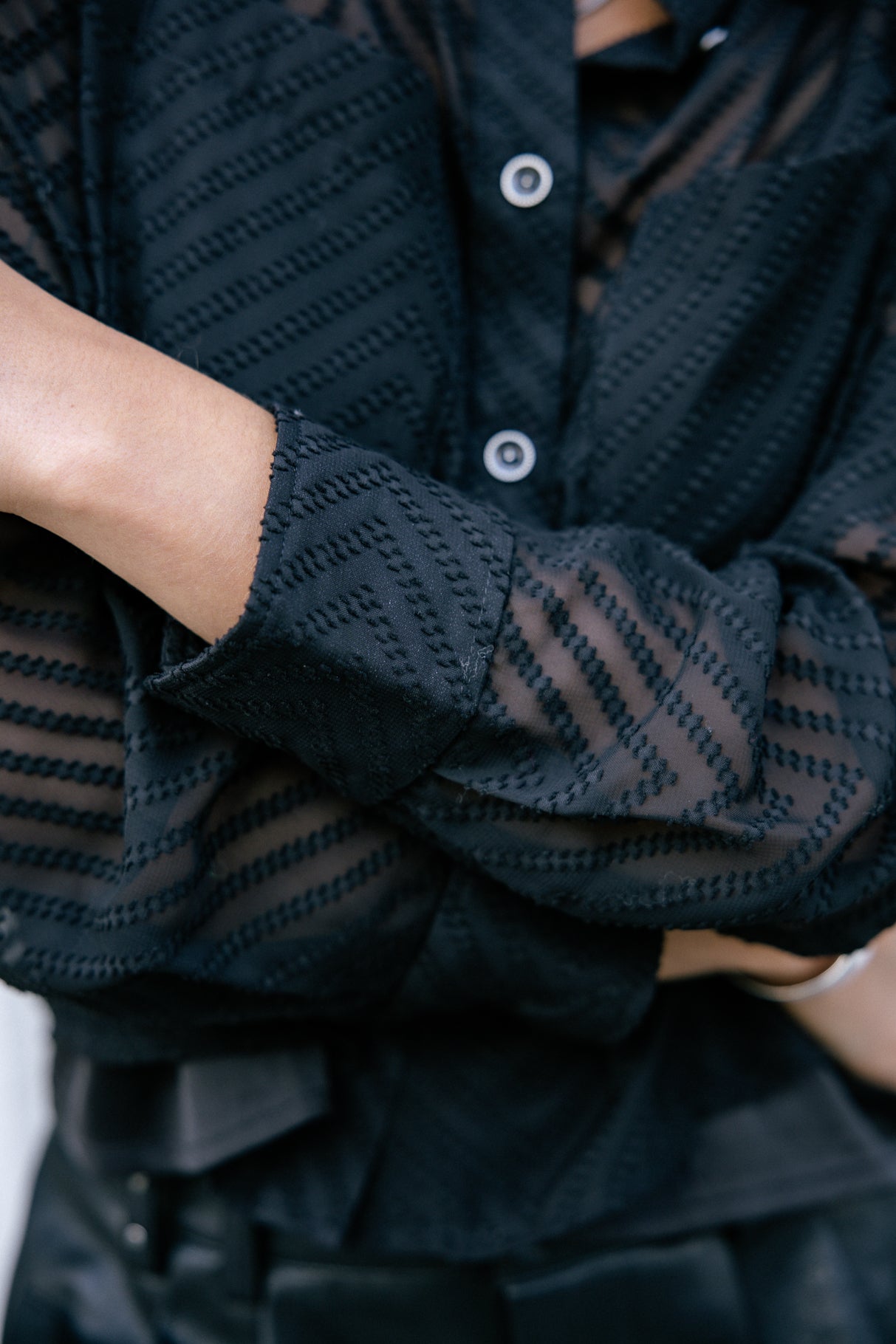 Chemise avec jeux de transparence Woman Caretina Zig Zag black | Freeman T. Porter