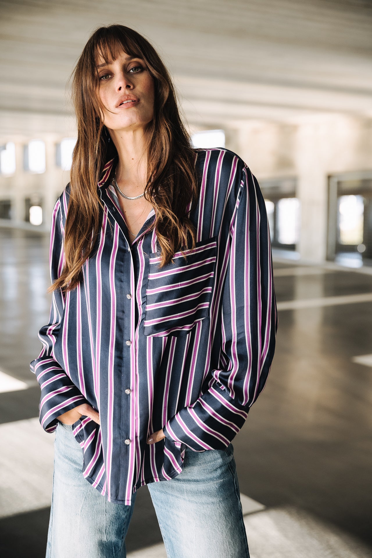 Chemise manches longues Femme Chestine Stripes blue nights | Freeman T. Porter
