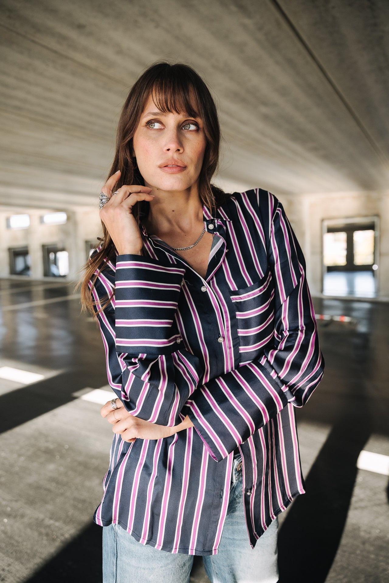 Chemise manches longues Femme Chestine Stripes blue nights | Freeman T. Porter