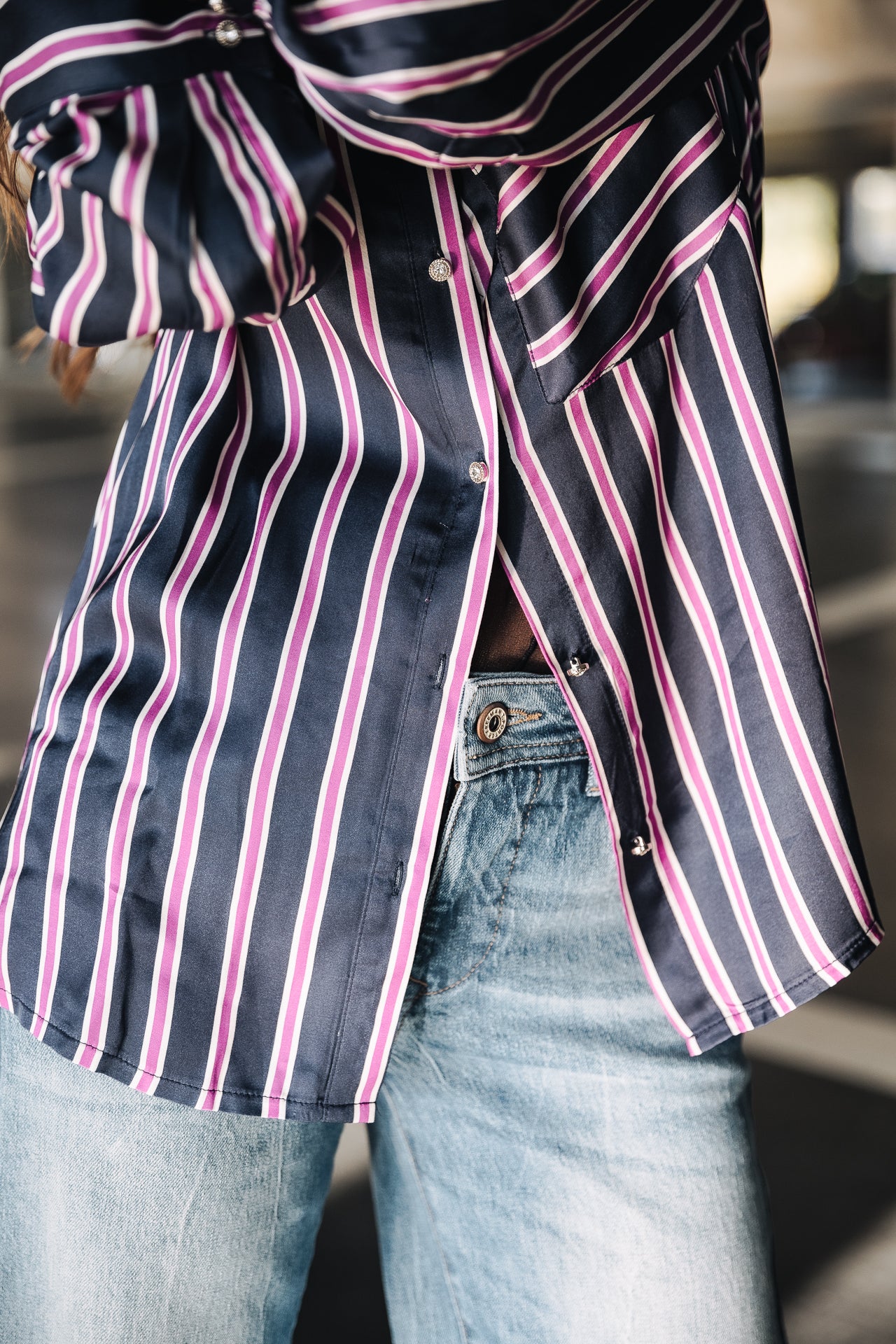 Chemise manches longues Frau Chestine Stripes blue nights | Freeman T. Porter