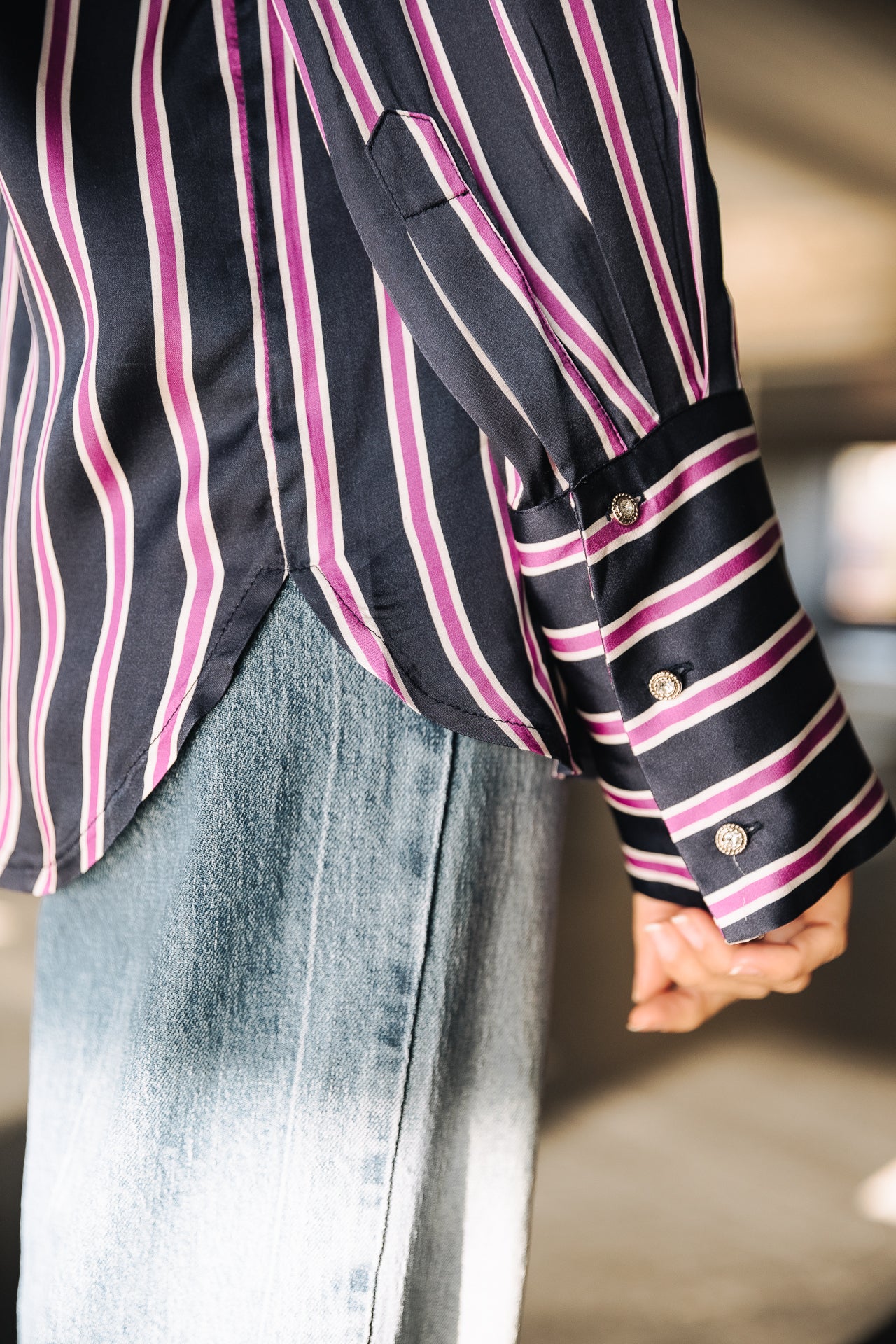 Chemise manches longues Frau Chestine Stripes blue nights | Freeman T. Porter
