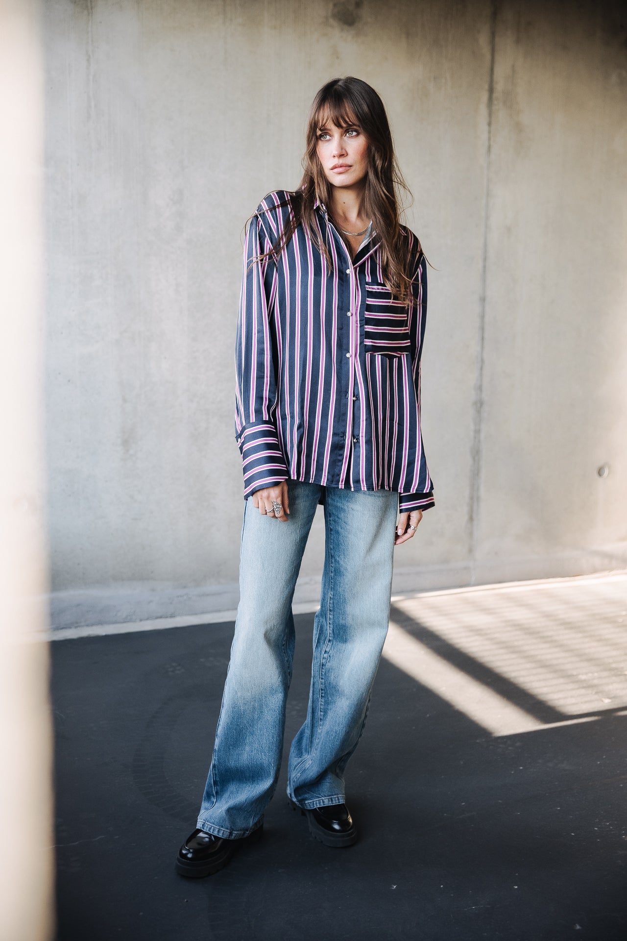 Chemise manches longues Frau Chestine Stripes blue nights | Freeman T. Porter