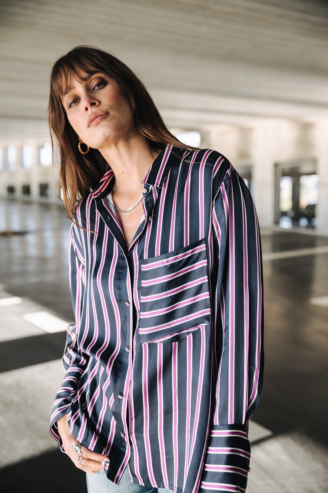 Chemise manches longues Frau Chestine Stripes blue nights | Freeman T. Porter