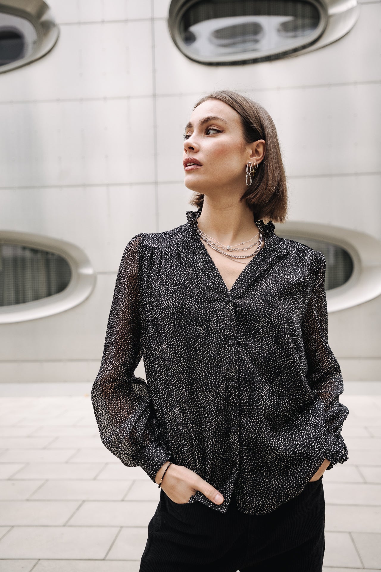 Top manches longues Mujer Boeme Plumetis black | Freeman T. Porter