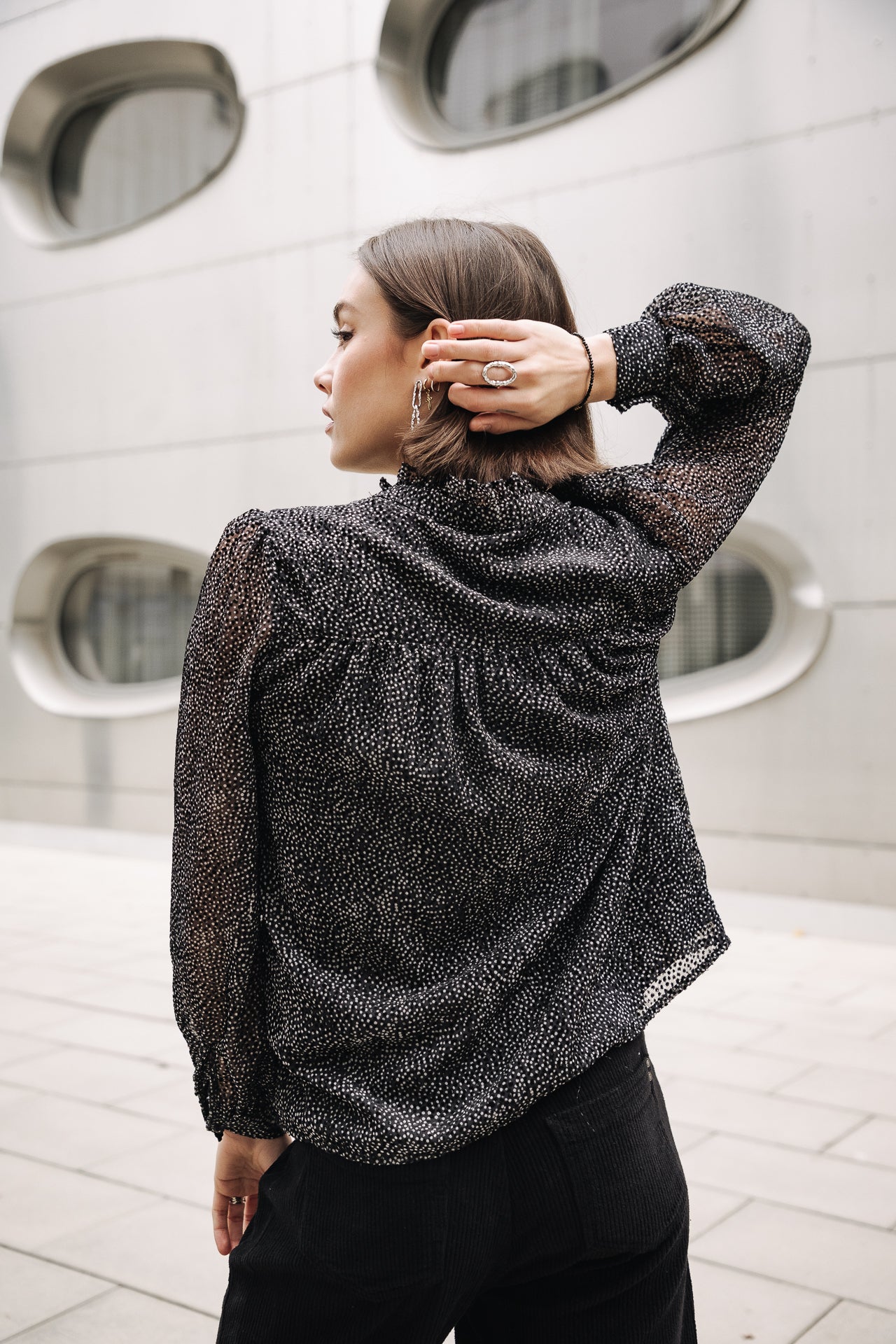 Top manches longues Mujer Boeme Plumetis black | Freeman T. Porter