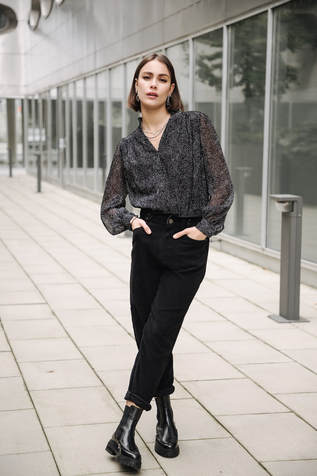 Top manches longues Mujer Boeme Plumetis black | Freeman T. Porter