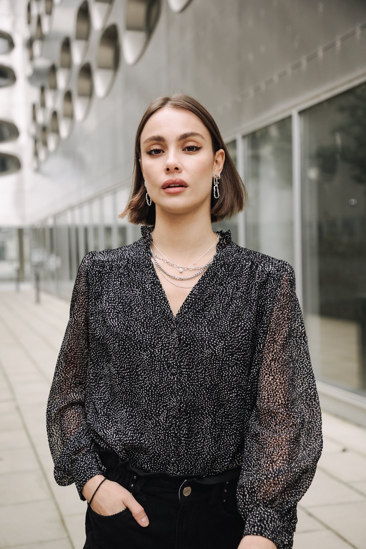 Top manches longues Mujer Boeme Plumetis black | Freeman T. Porter