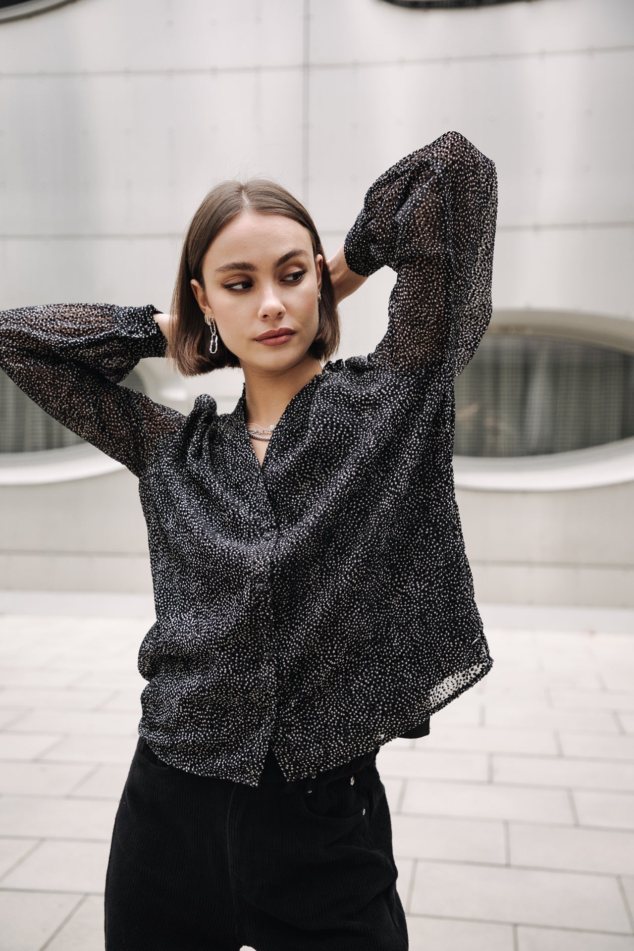 Top manches longues Mujer Boeme Plumetis black | Freeman T. Porter