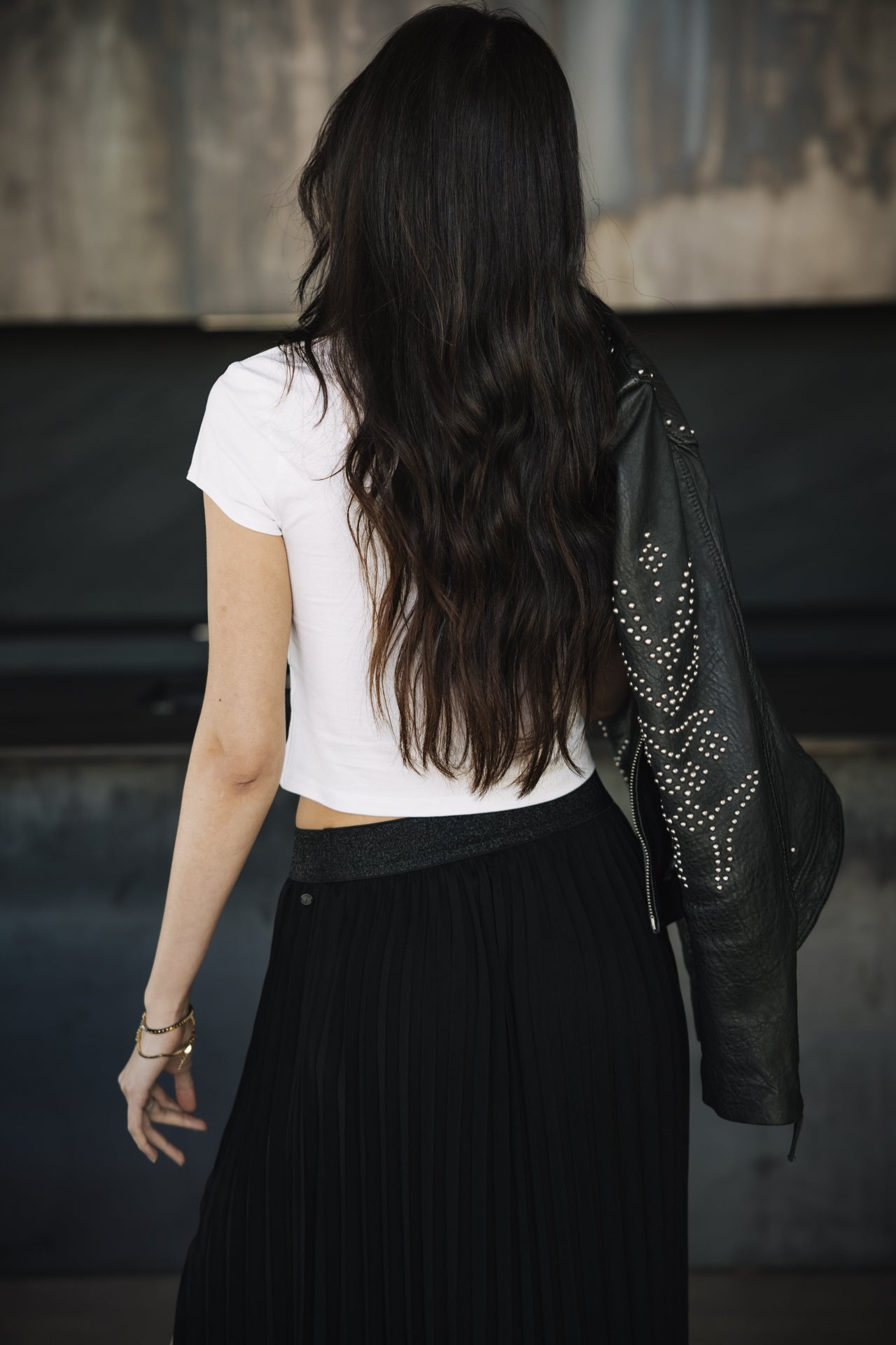 Falda plisada dividida Mujer Junie Silken black | Freeman T. Porter