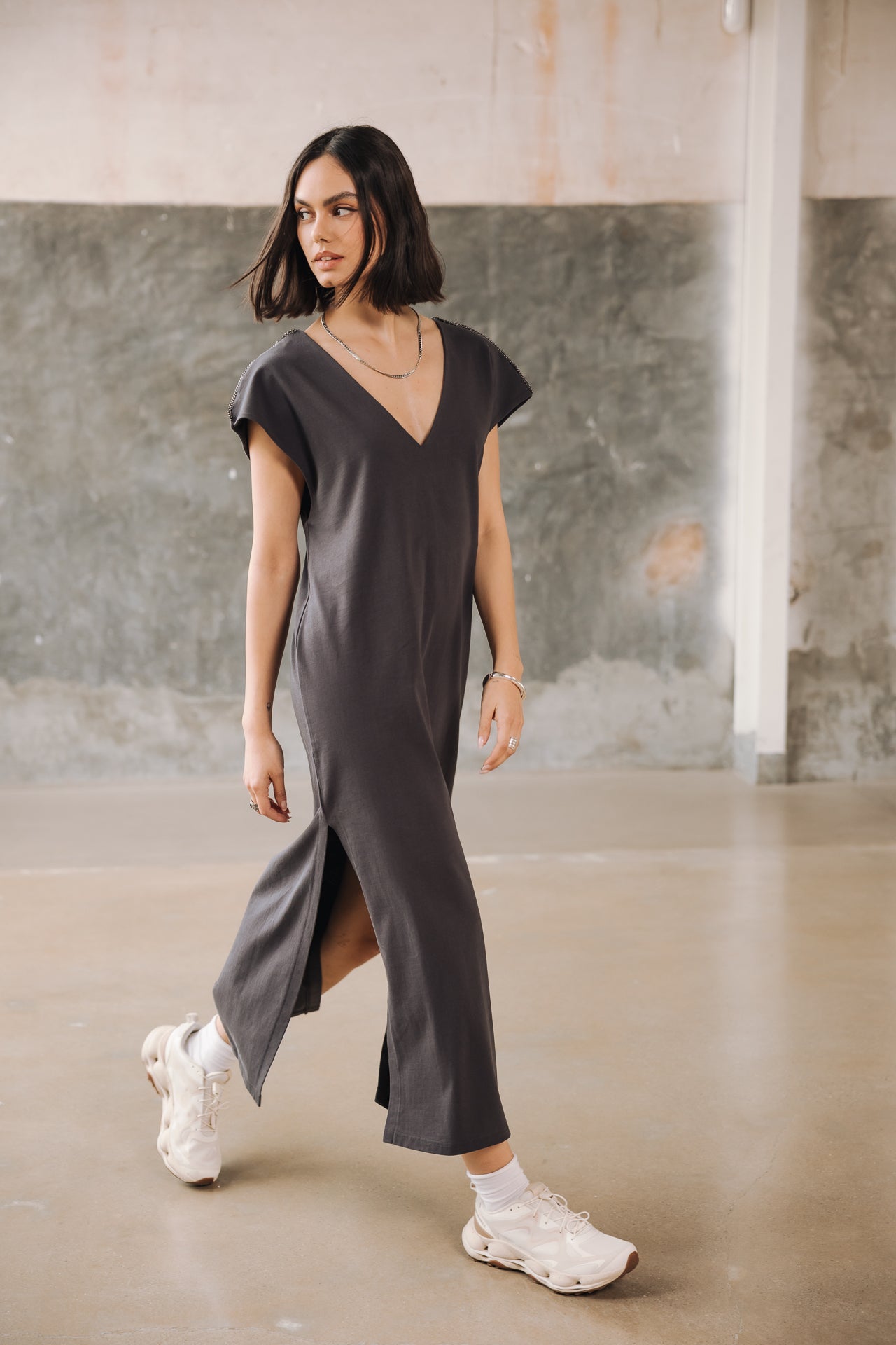 Robe longue Femme Reel Plain anthra | Freeman T. Porter