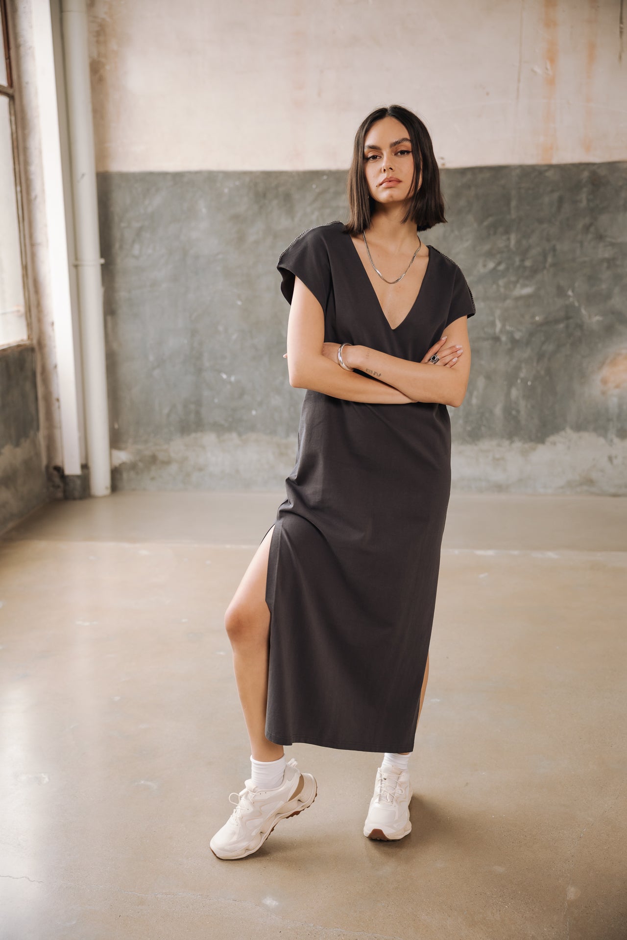 Robe longue Femme Reel Plain anthra | Freeman T. Porter