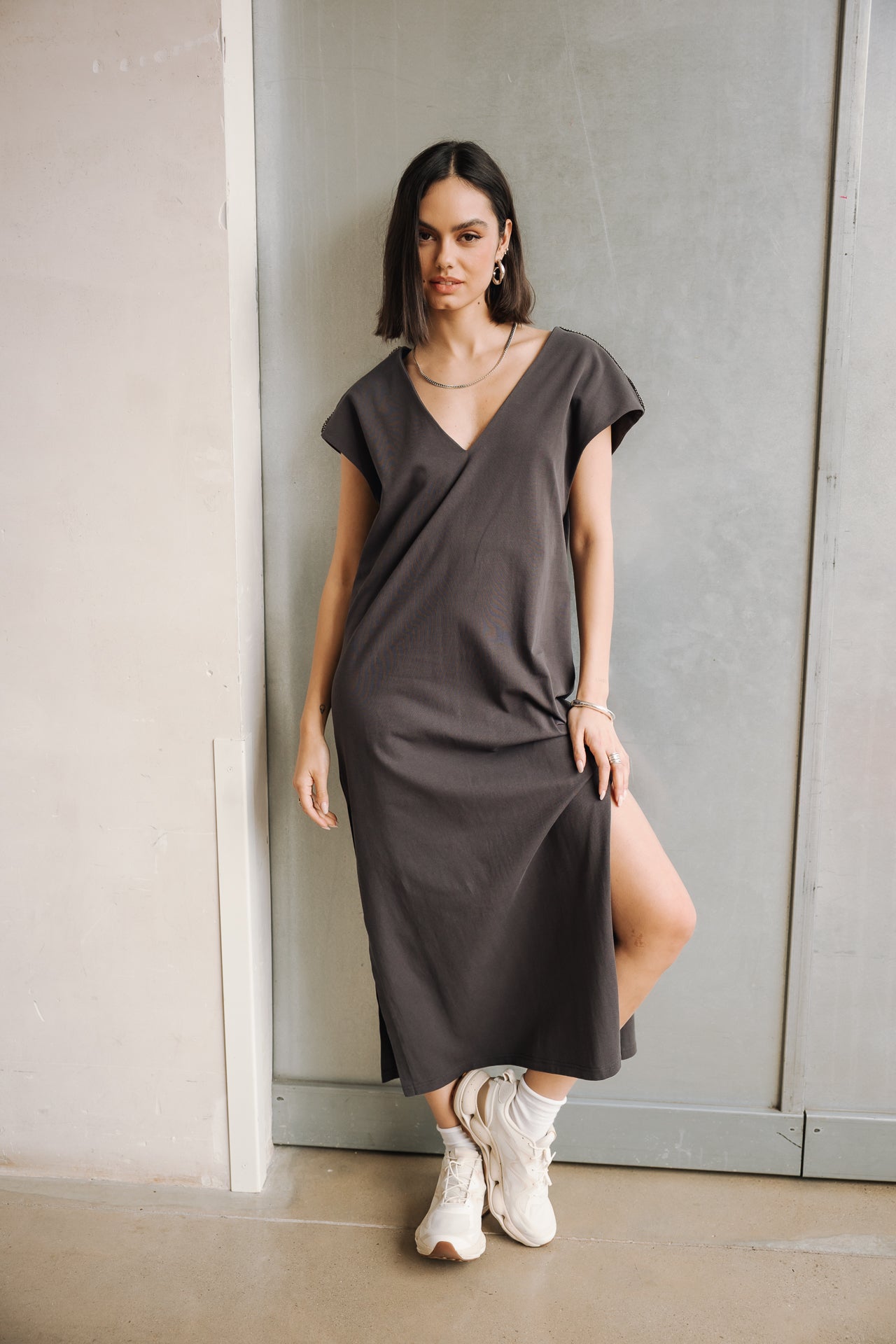 Robe longue Femme Reel Plain anthra | Freeman T. Porter