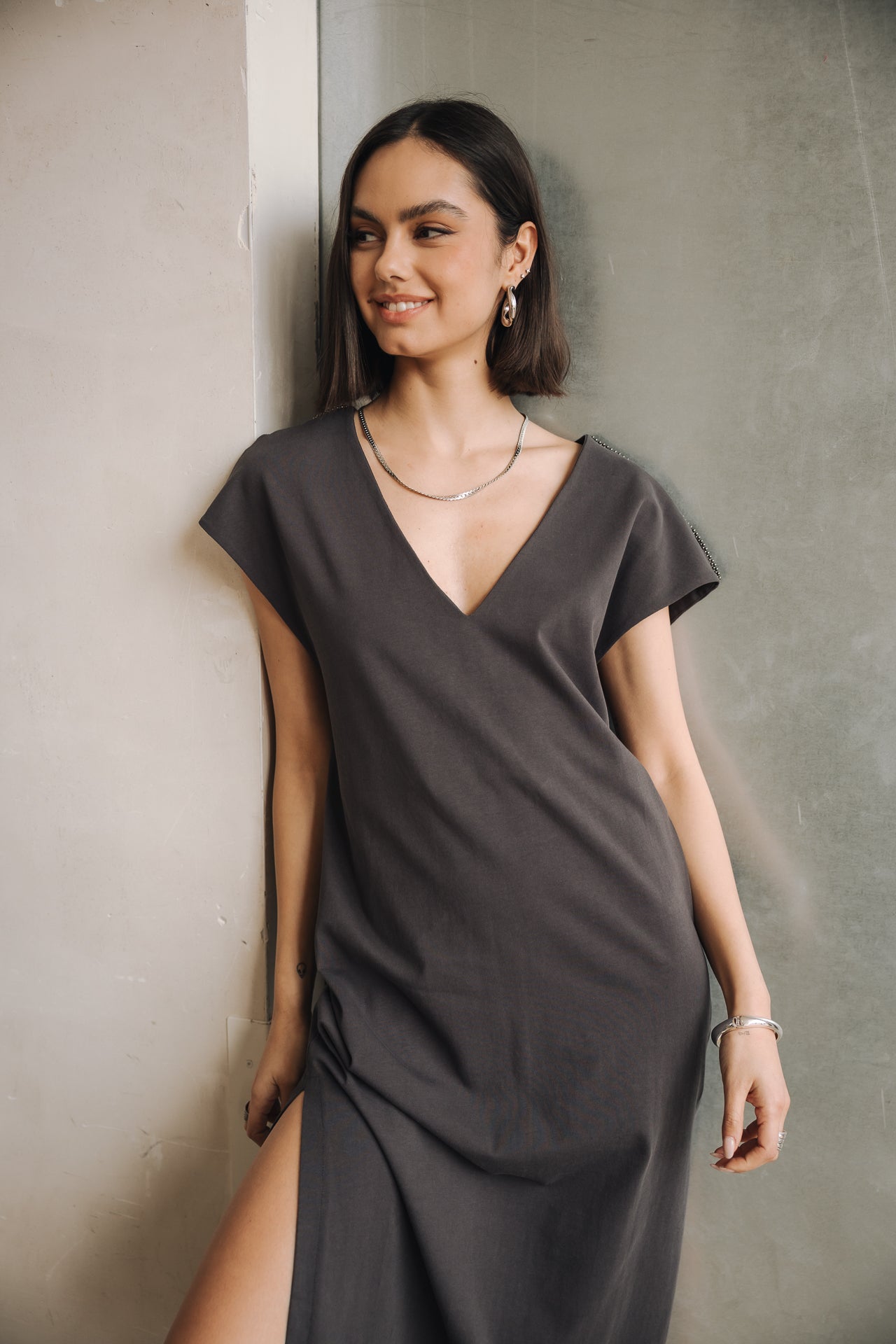 Robe longue Femme Reel Plain anthra | Freeman T. Porter