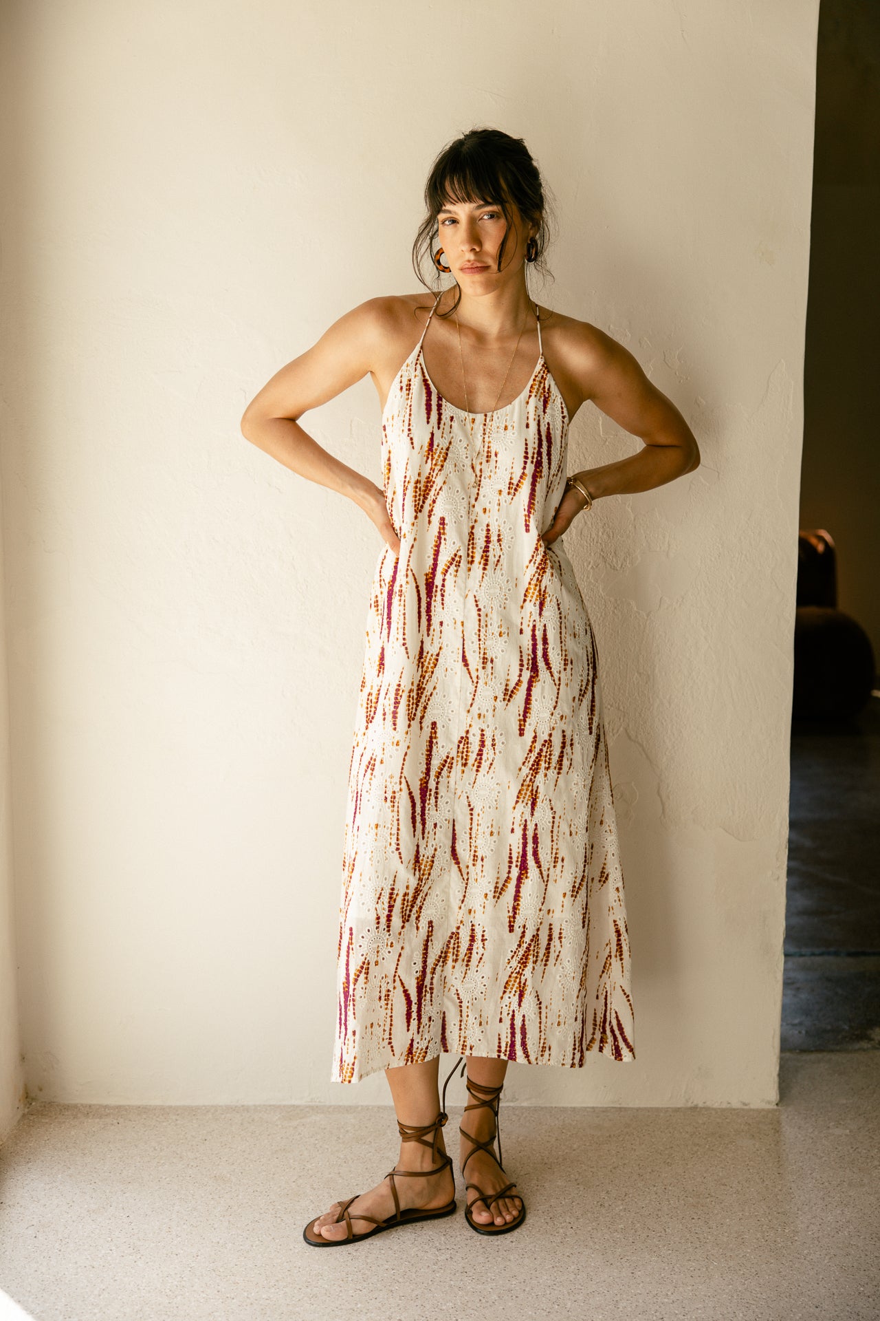 Vestido largo Mujer Reeda Desert Tie & Dye egret | Freeman T. Porter