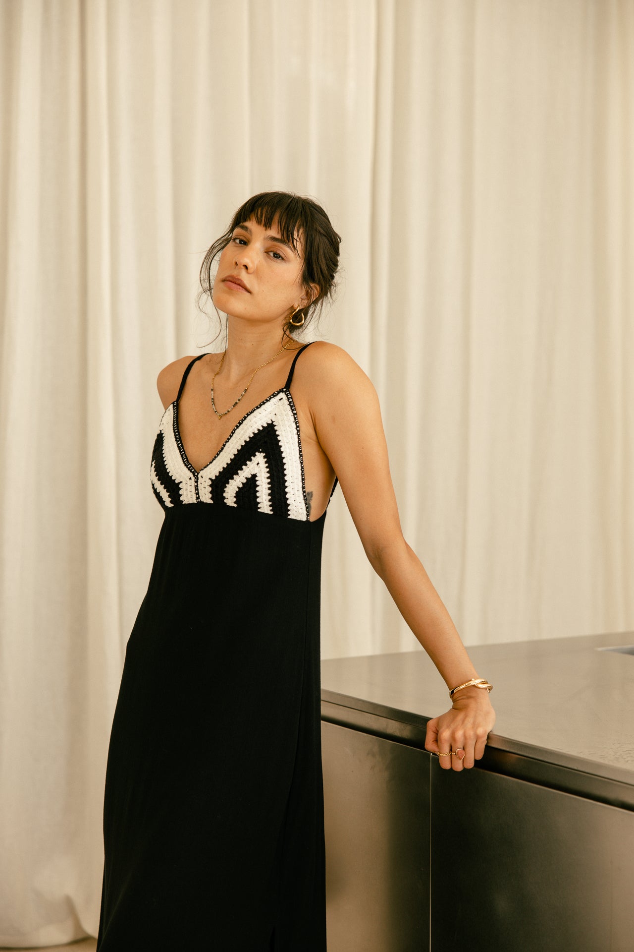 Kleid mit Häkeldetails Frau Rwany Crochet black | Freeman T. Porter