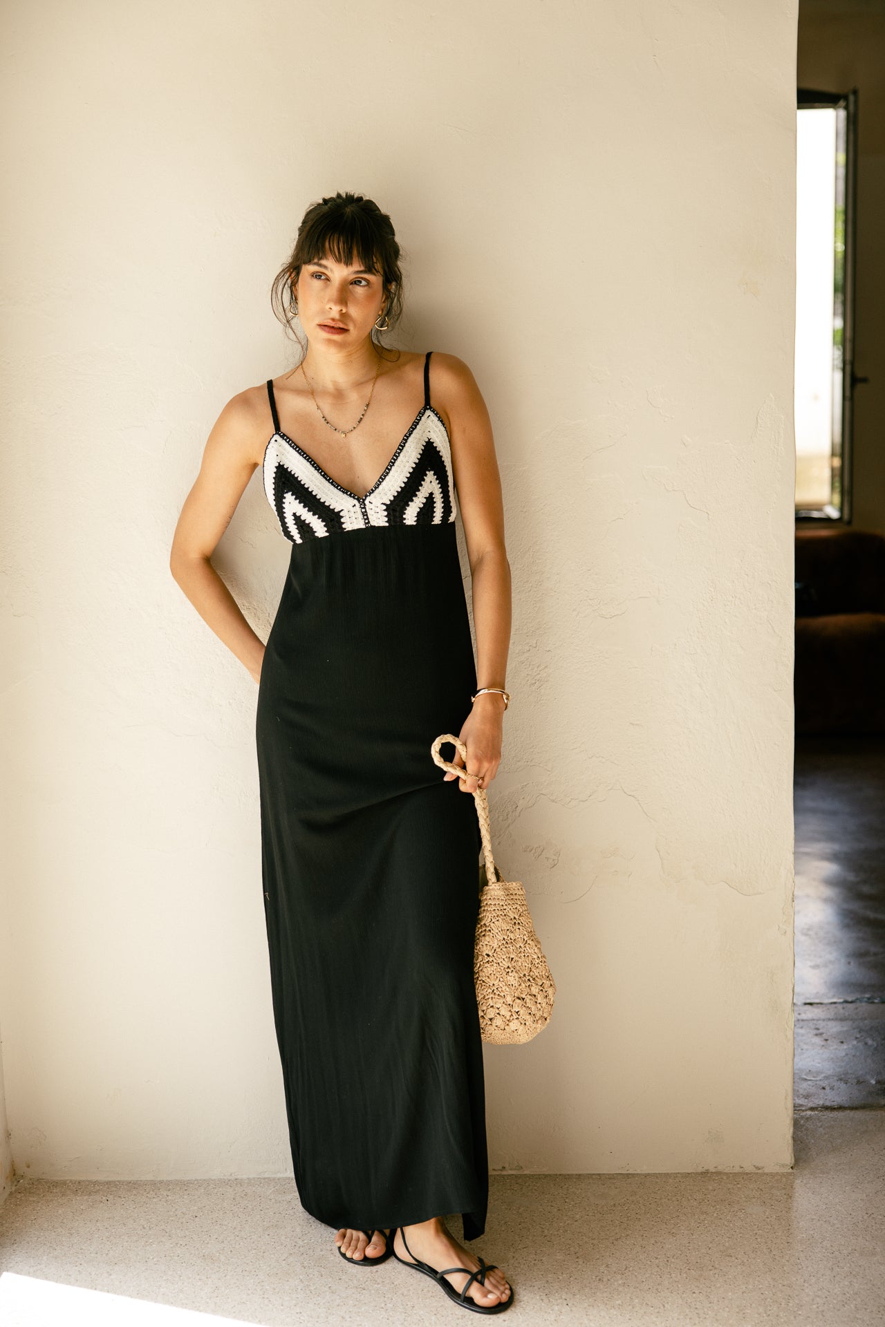 Kleid mit Häkeldetails Frau Rwany Crochet black | Freeman T. Porter