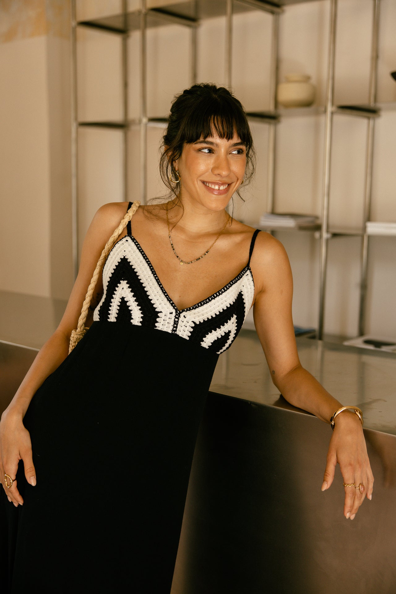 Kleid mit Häkeldetails Frau Rwany Crochet black | Freeman T. Porter