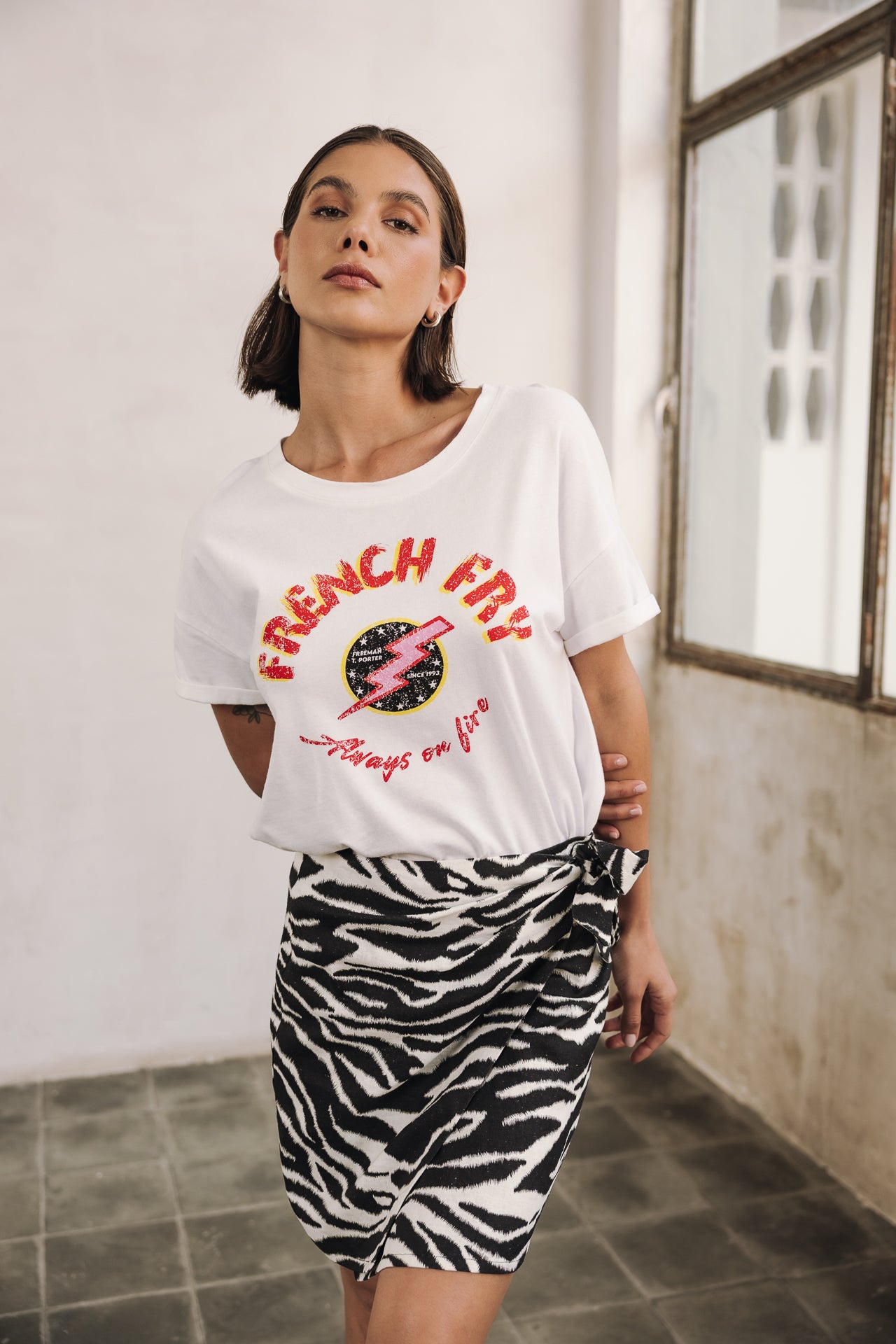 Jupe porte-feuille Femme Juma Zebra white | Freeman T. Porter
