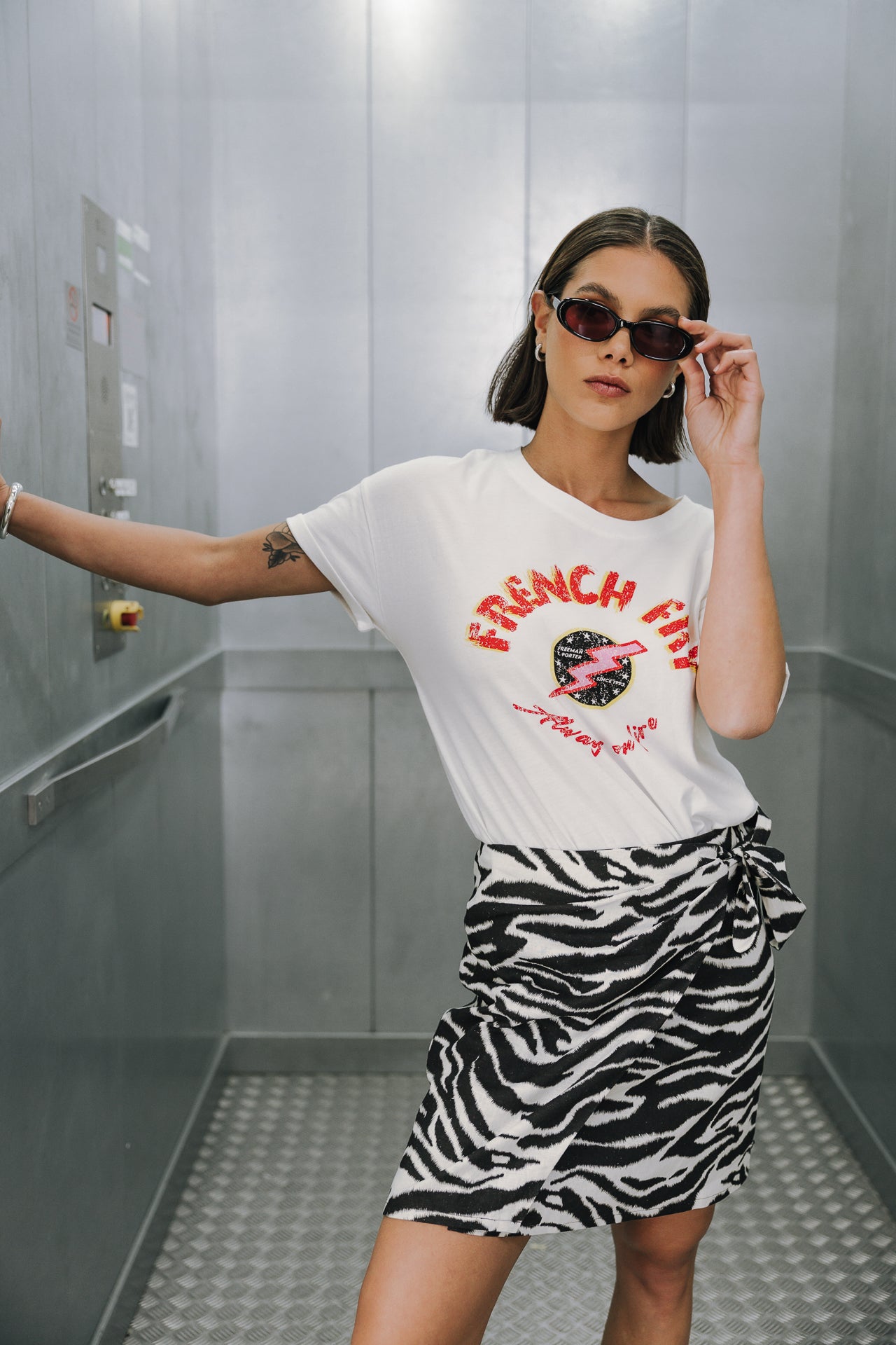 Jupe porte-feuille Femme Juma Zebra white | Freeman T. Porter
