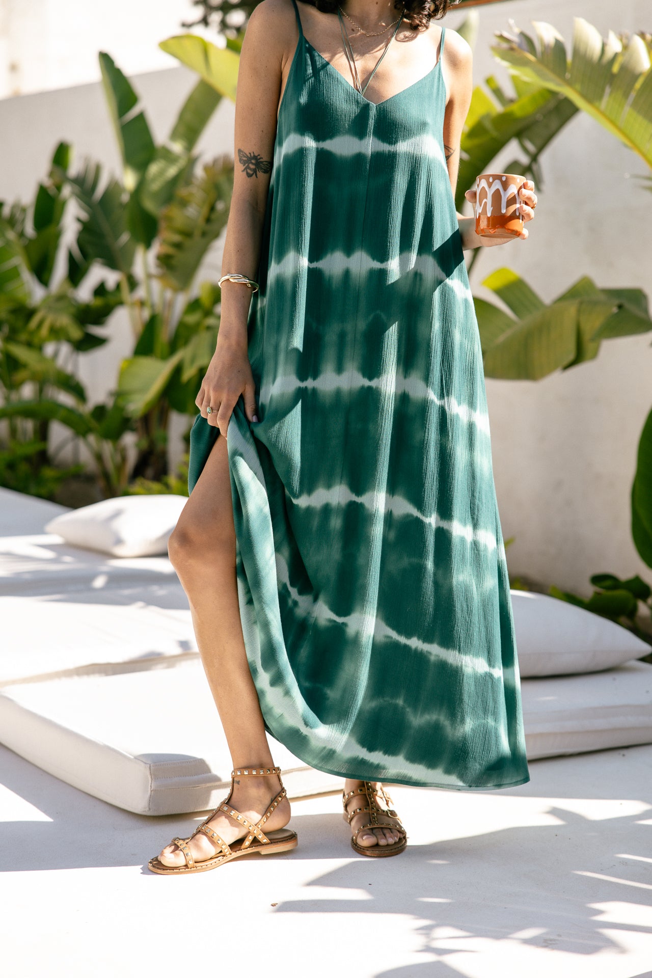 Long dress Woman Redalie Tie & Dye rain forest | Freeman T. Porter