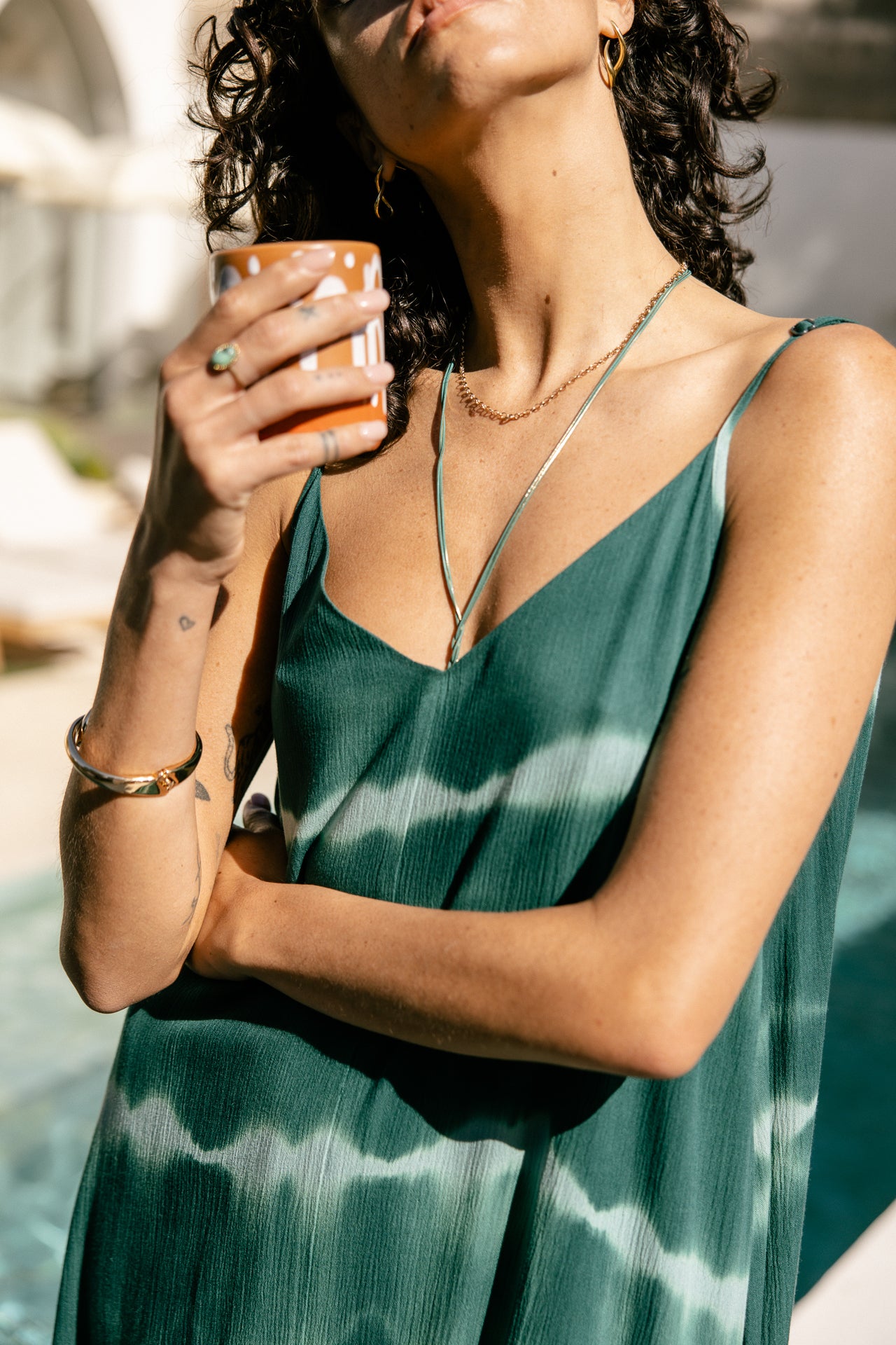 Long dress Woman Redalie Tie & Dye rain forest | Freeman T. Porter