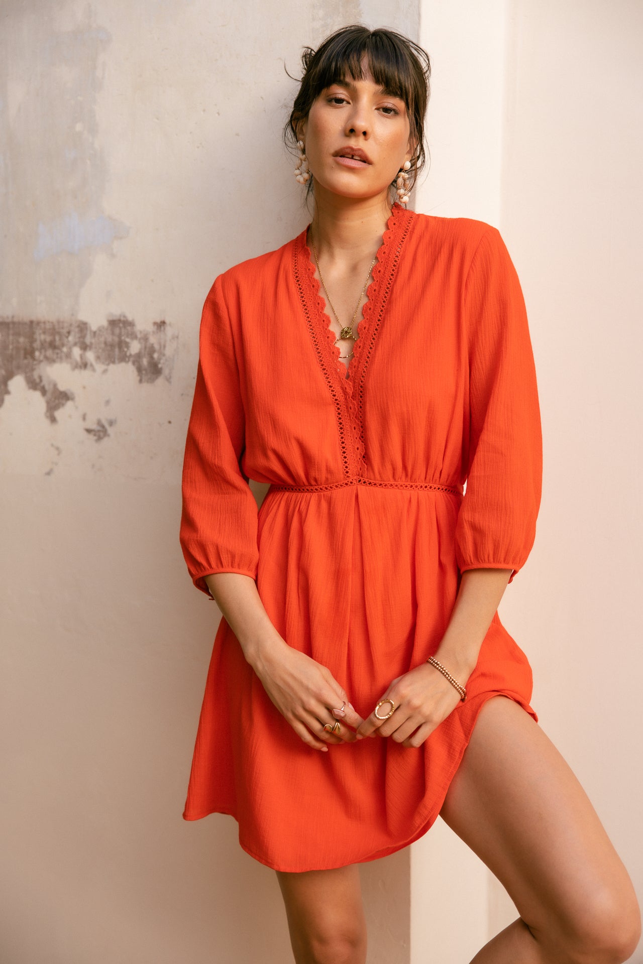 Short dress Woman Rudgy Plain grenadine | Freeman T. Porter
