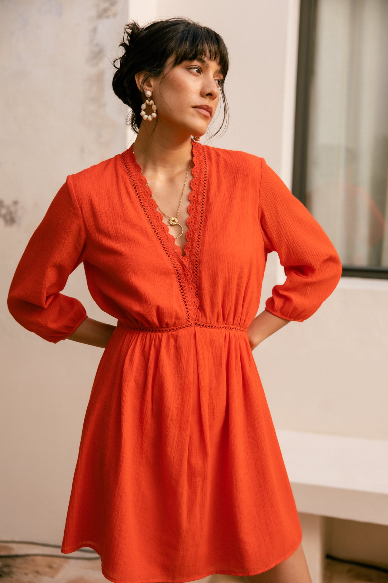 Short dress Woman Rudgy Plain grenadine | Freeman T. Porter