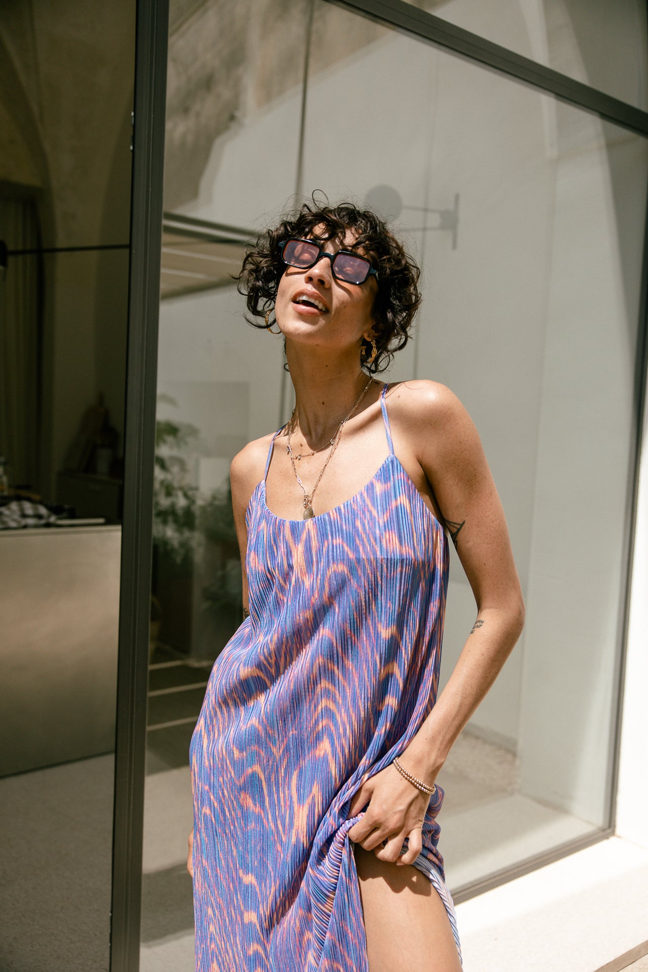 Long dress Woman Remina Ripples blue | Freeman T. Porter
