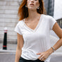 V-neck T-shirt Women Taile Studs white | Freeman T. Porter