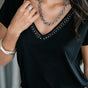 V-neck T-shirt Women Taile Studs black | Freeman T. Porter