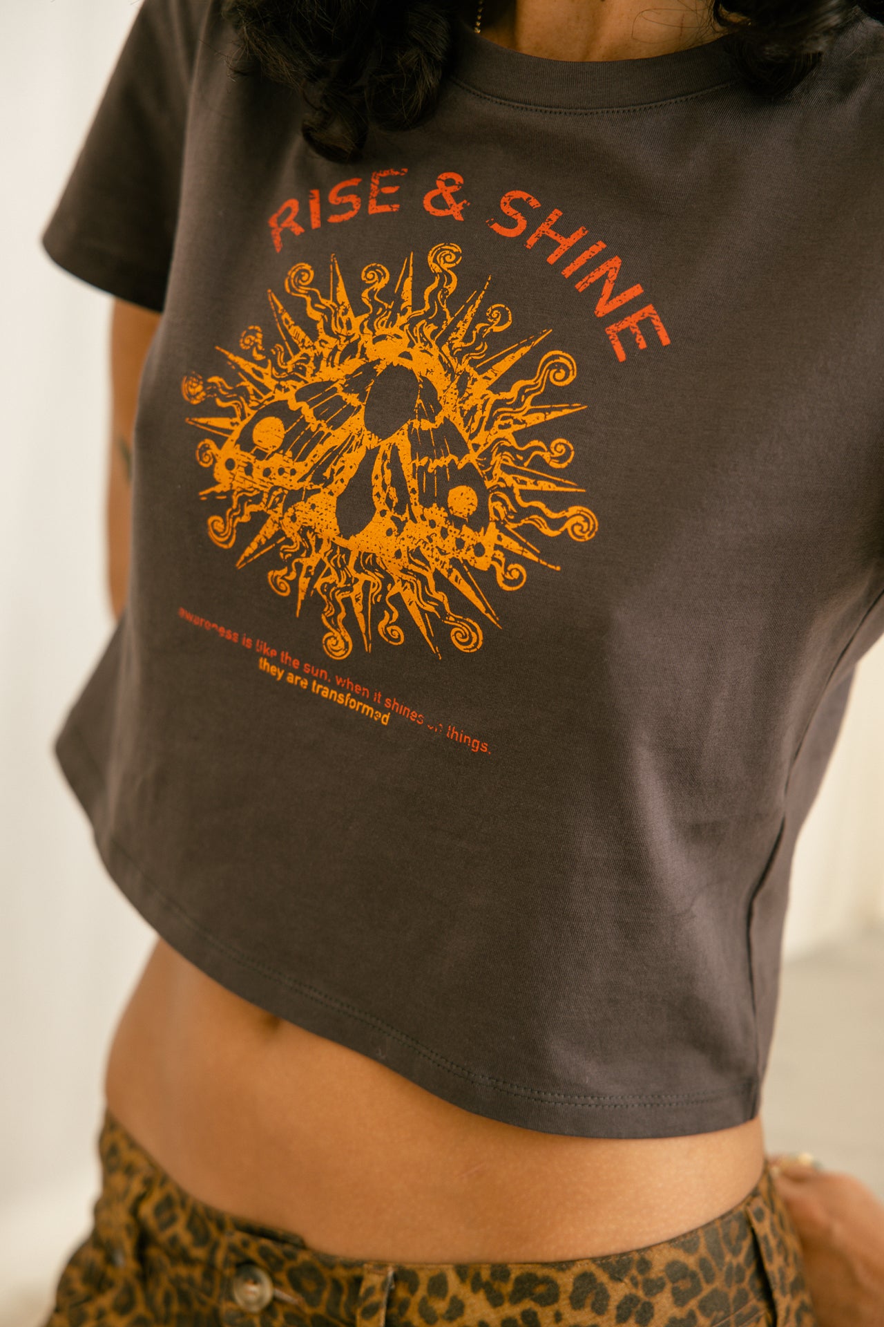 Printed T-shirt Woman Talmy Rise & Shine anthra | Freeman T. Porter
