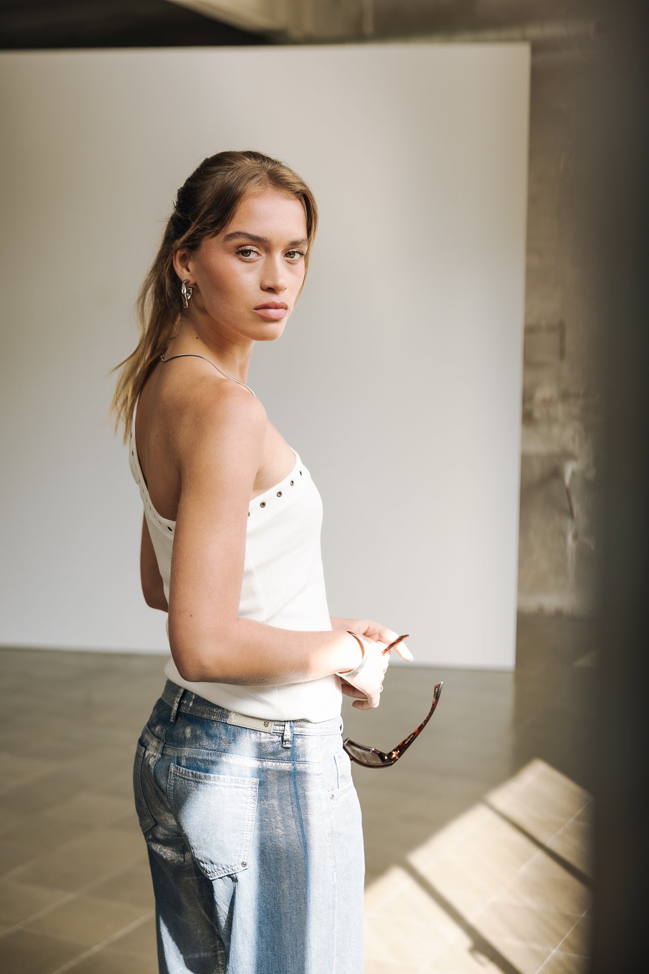 Top asymétrique Femme Danae Rib white | Freeman T. Porter