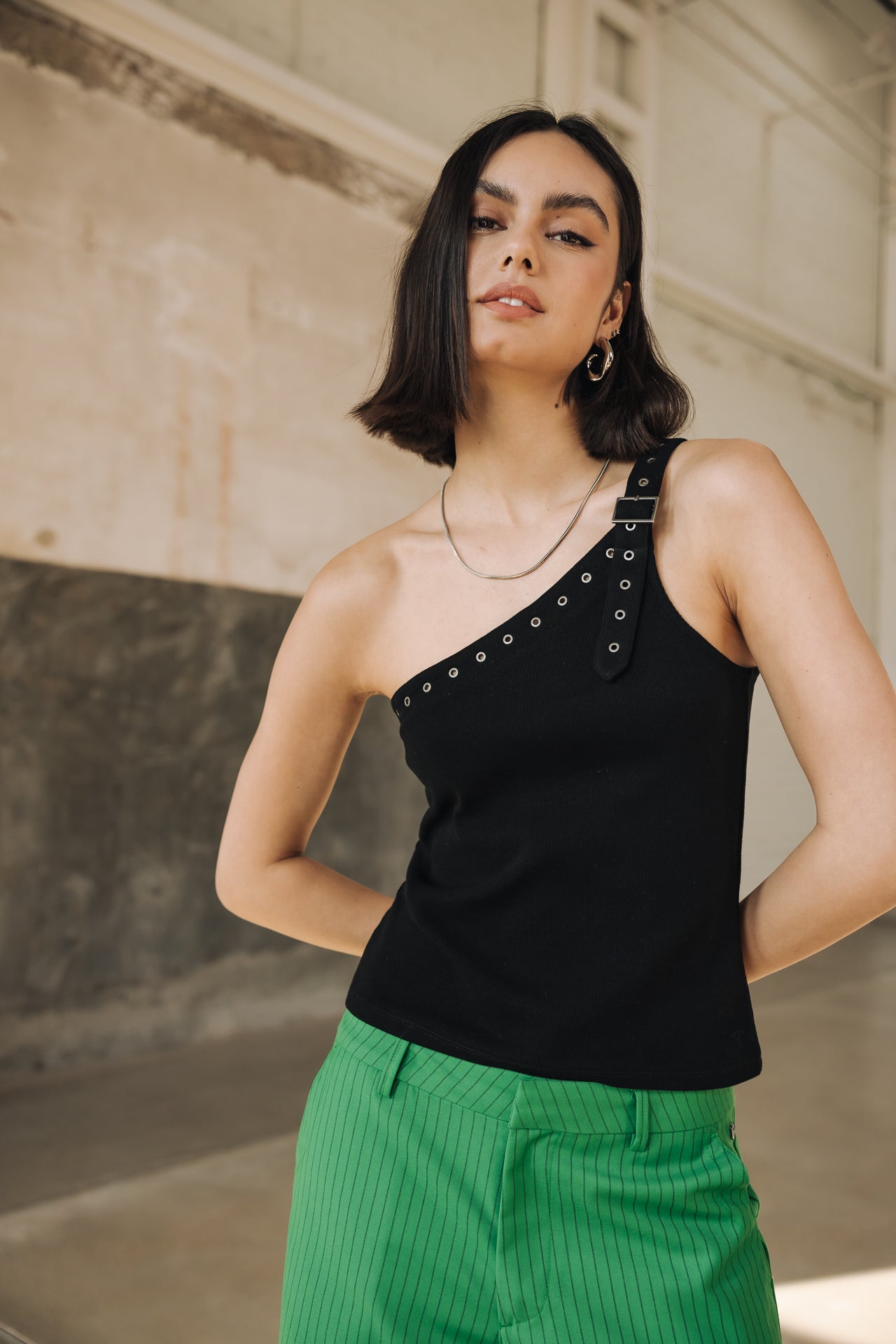 Top asymétrique Femme Danae Rib black | Freeman T. Porter