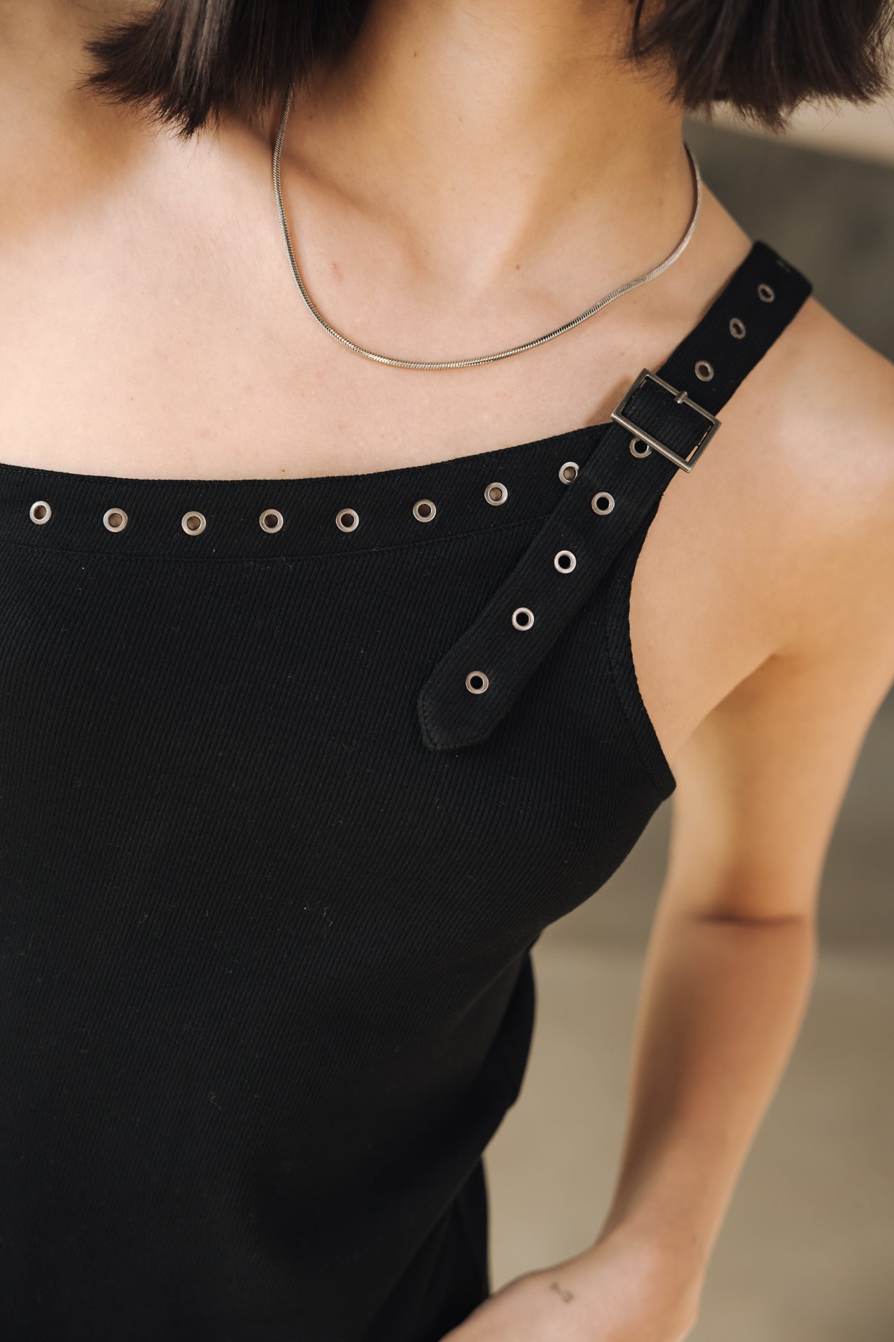 Top asymétrique Femme Danae Rib black | Freeman T. Porter