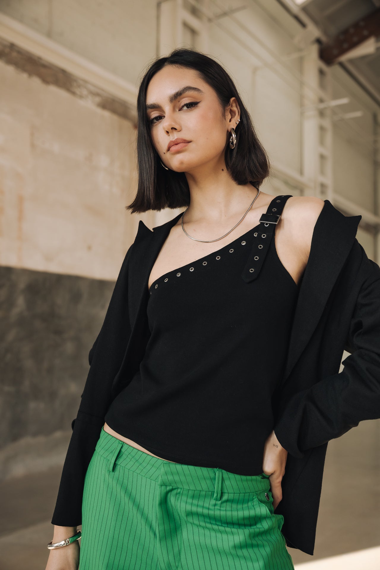 Top asymétrique Femme Danae Rib black | Freeman T. Porter