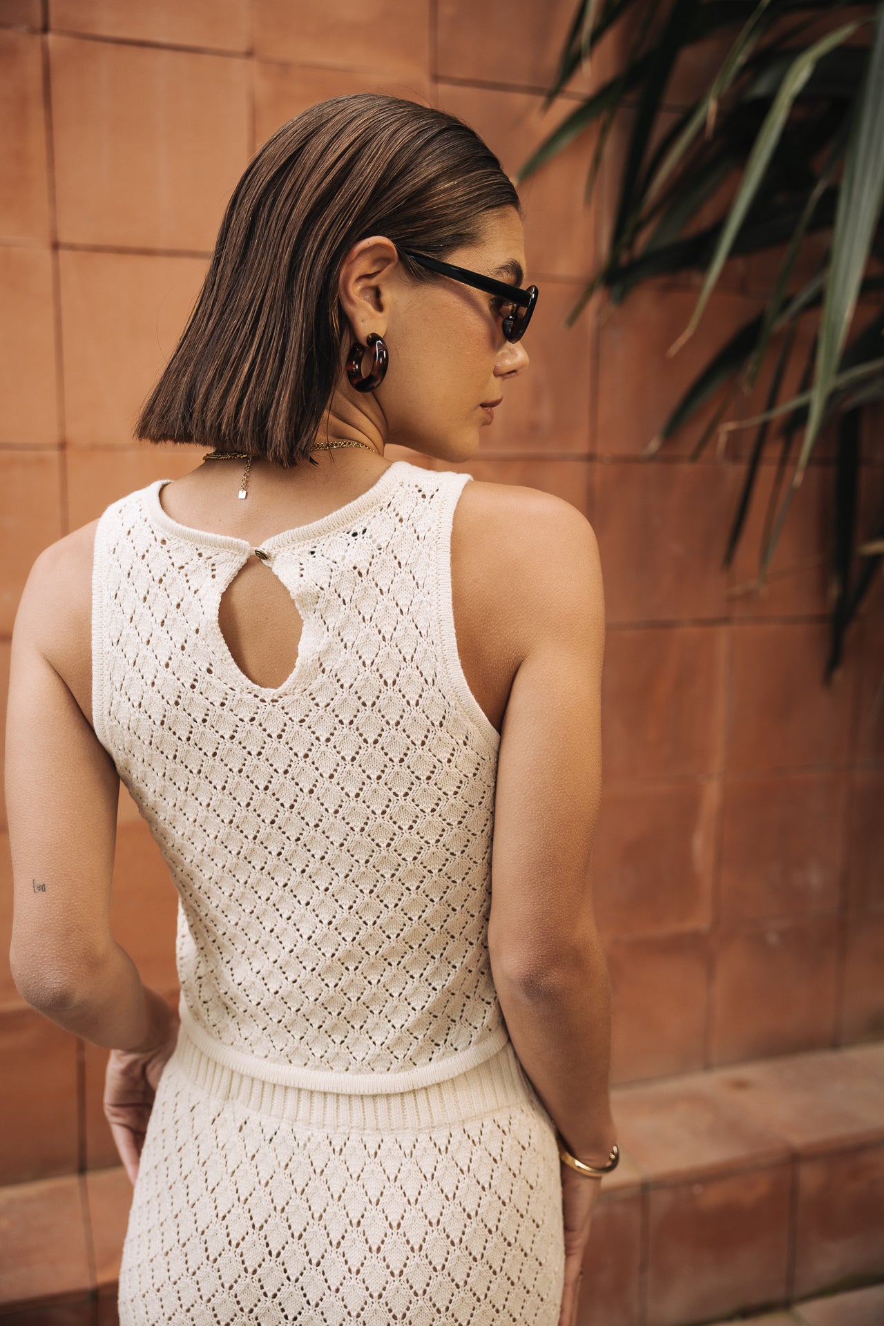 Débardeur en maille Femme Traia Pointelle birch | Freeman T. Porter