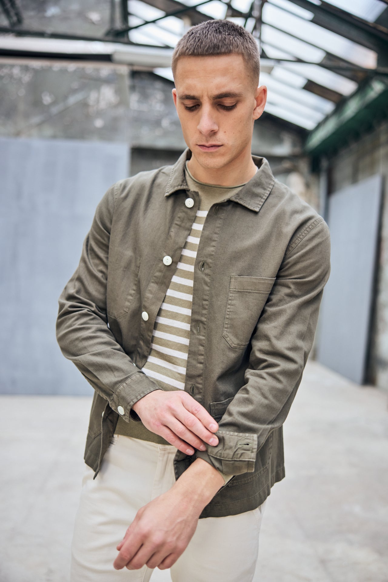 Veste workwear Homme Barney Cot Slub deep lichen green | Freeman T. Porter