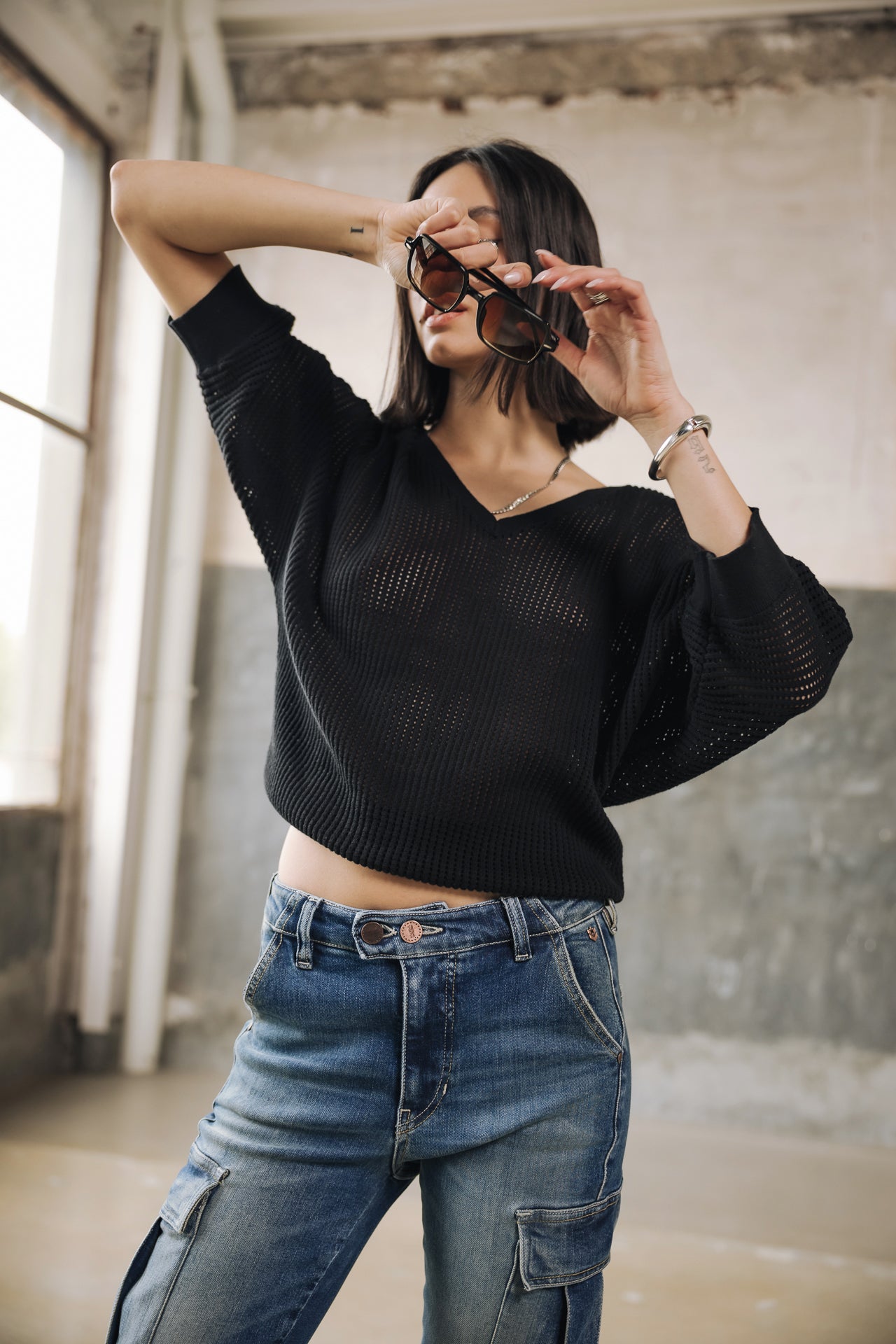 Pull en résille Femme Paross black | Freeman T. Porter
