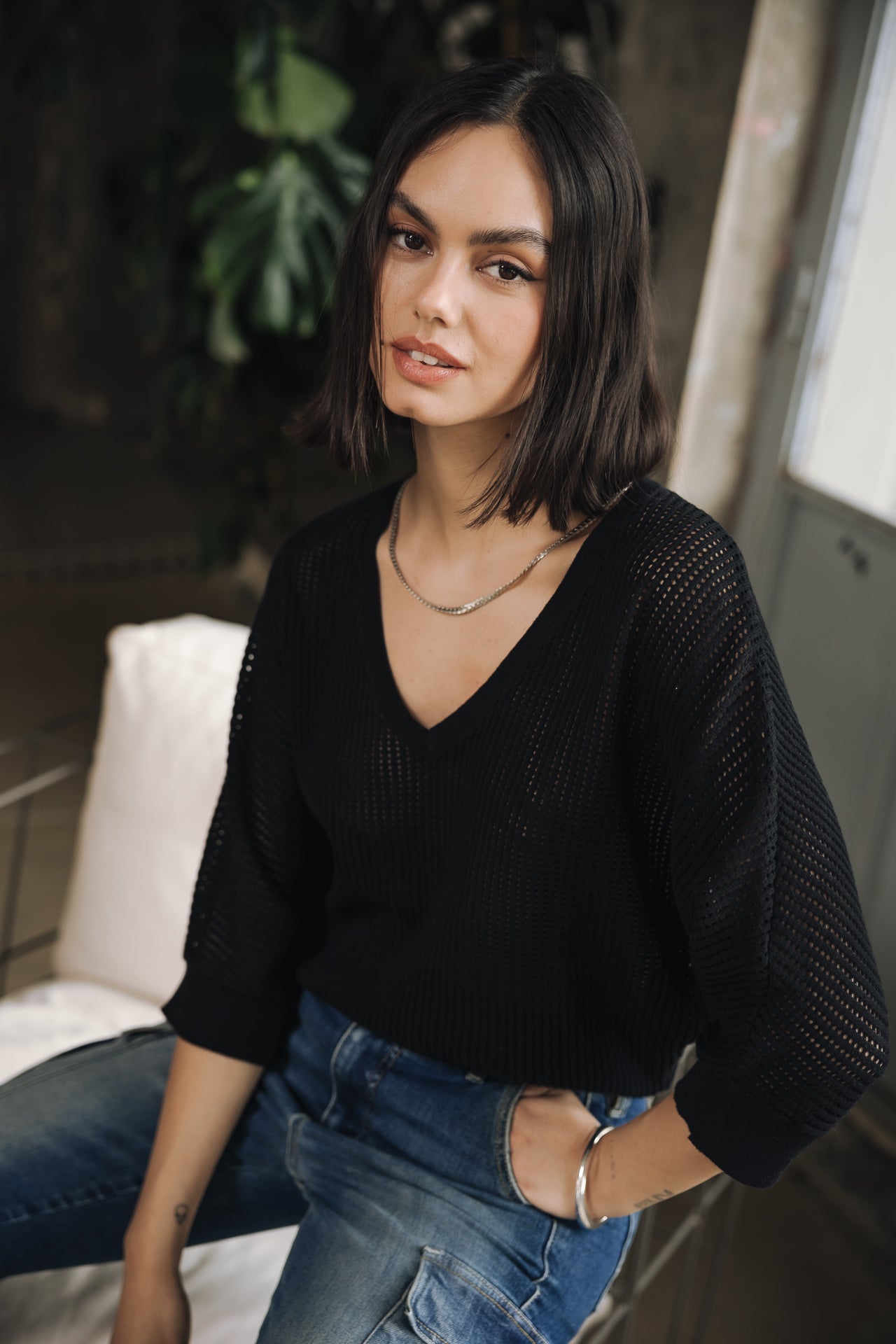 Pull en résille Femme Paross black | Freeman T. Porter