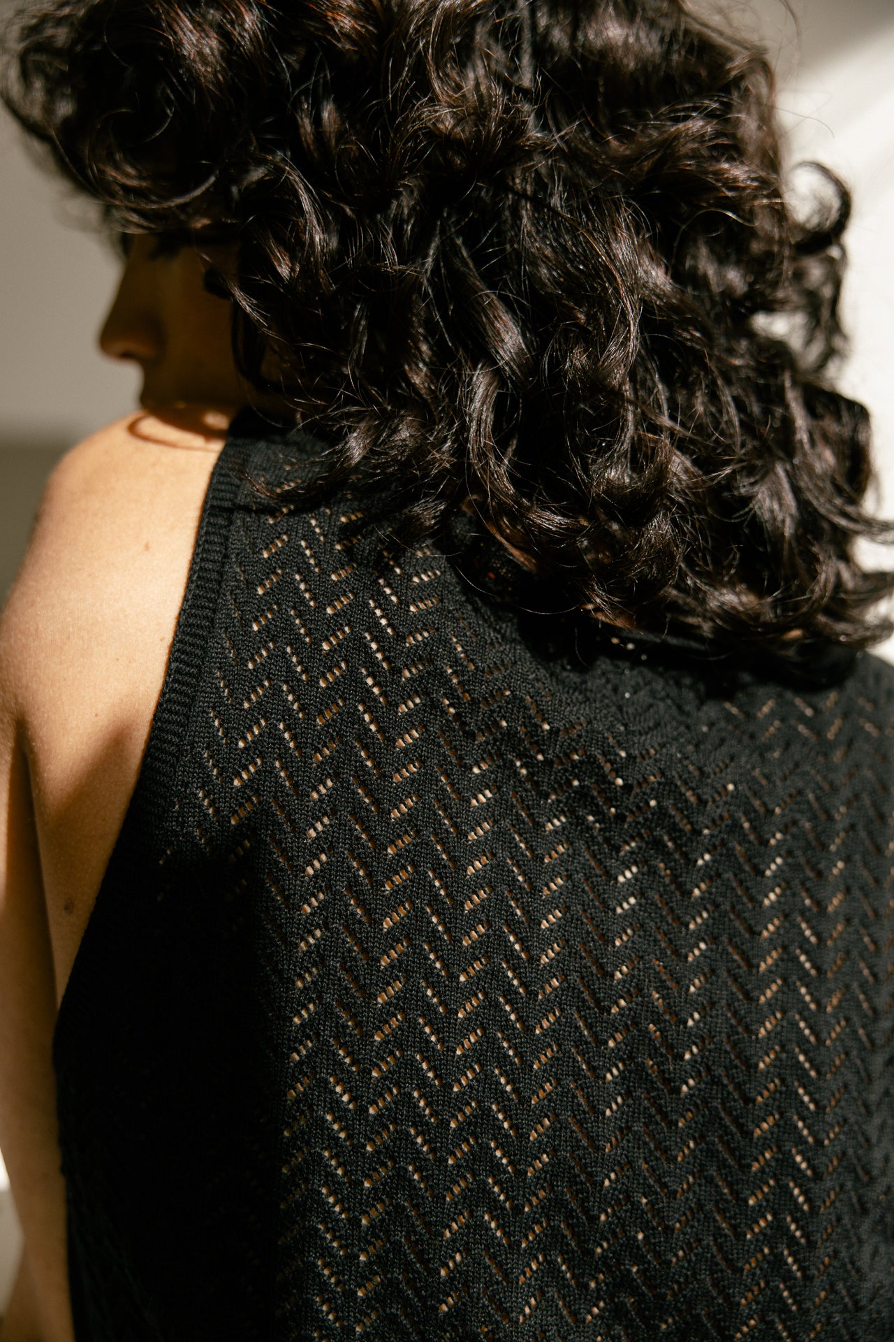 Tanktop mit V-Ausschnitt Frau Daria Pointelle black | Freeman T. Porter