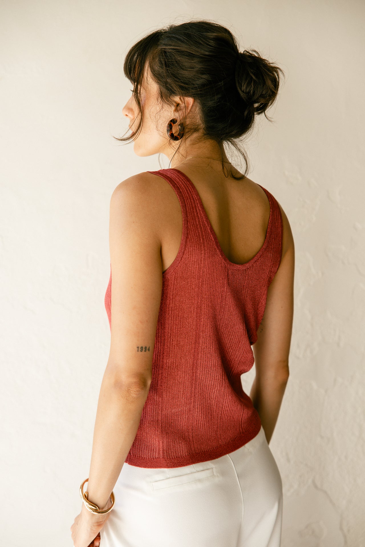 Camiseta de tirantes con cuello en V Mujer Doriana Lurex strawberry | Freeman T. Porter