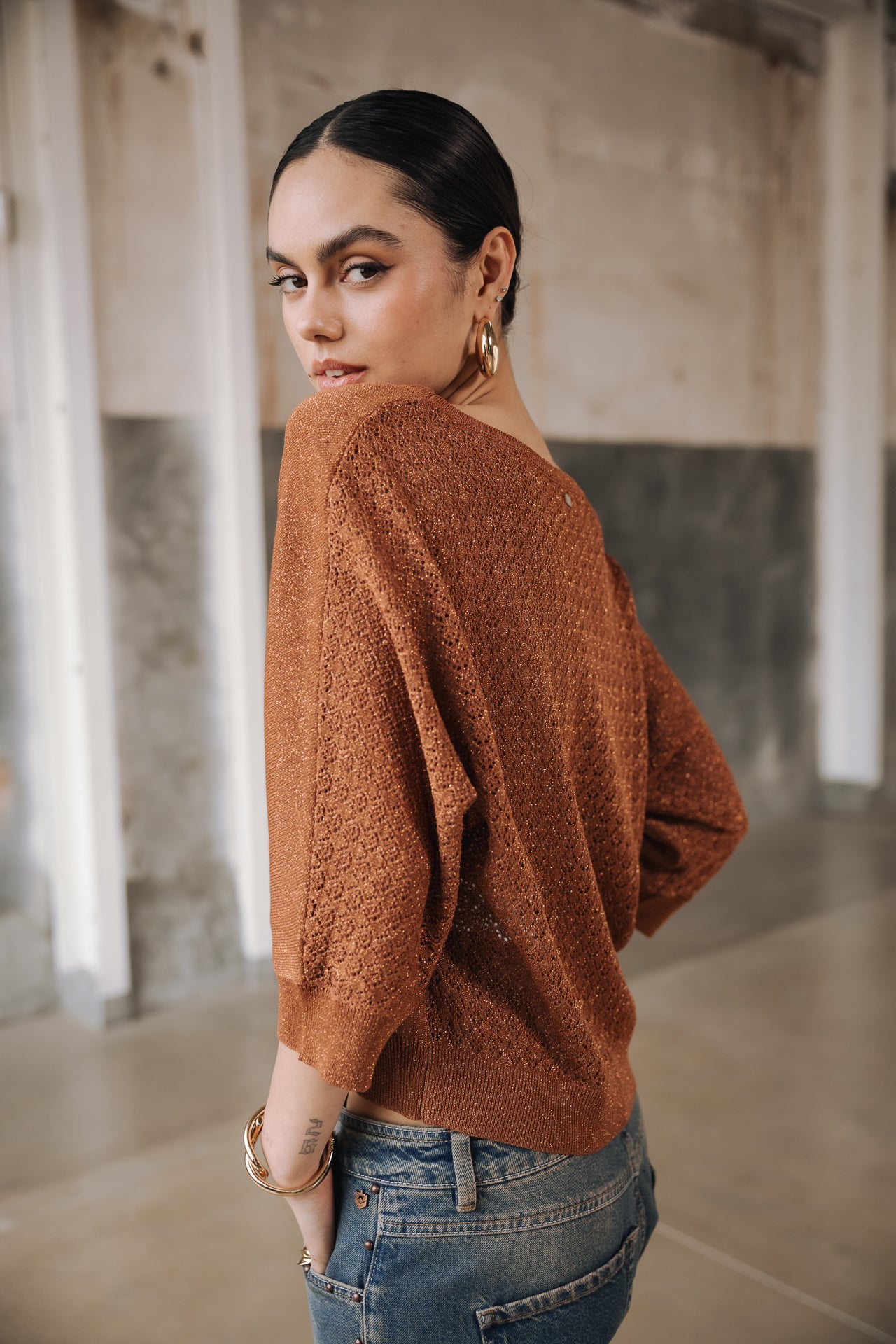 Pull en pointelle Femme Philo light brown | Freeman T. Porter