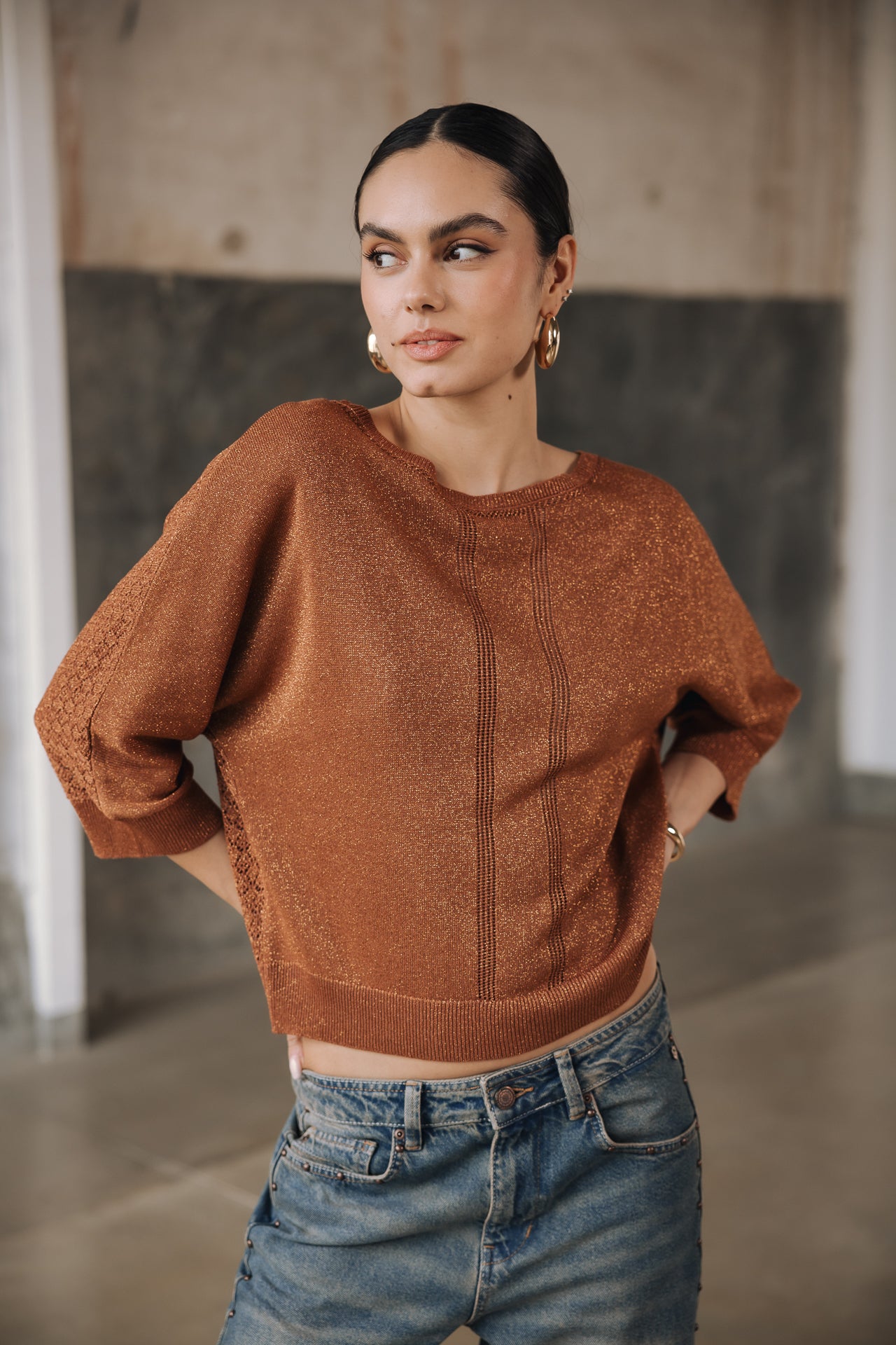 Pull en pointelle Femme Philo light brown | Freeman T. Porter