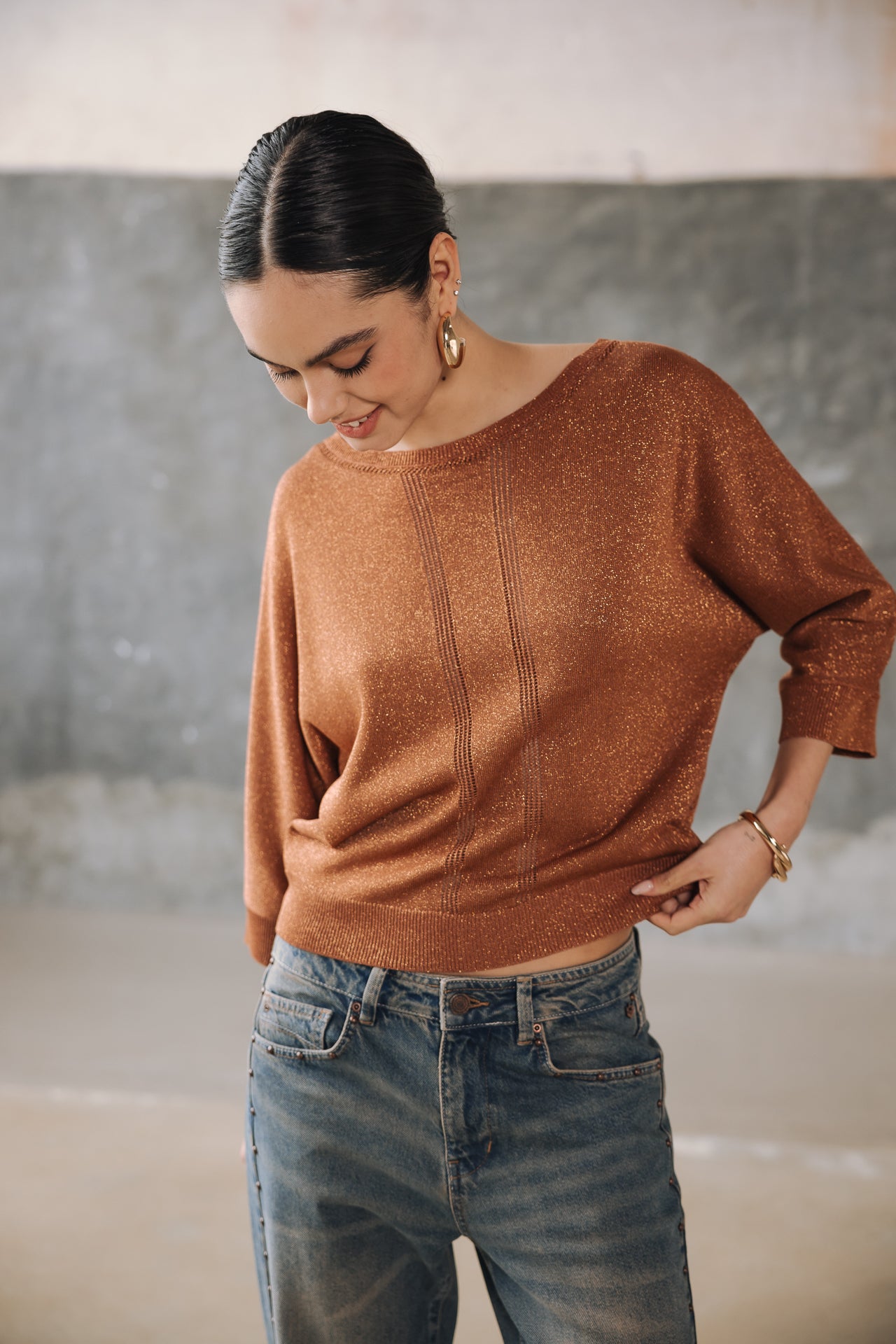 Pull en pointelle Femme Philo light brown | Freeman T. Porter