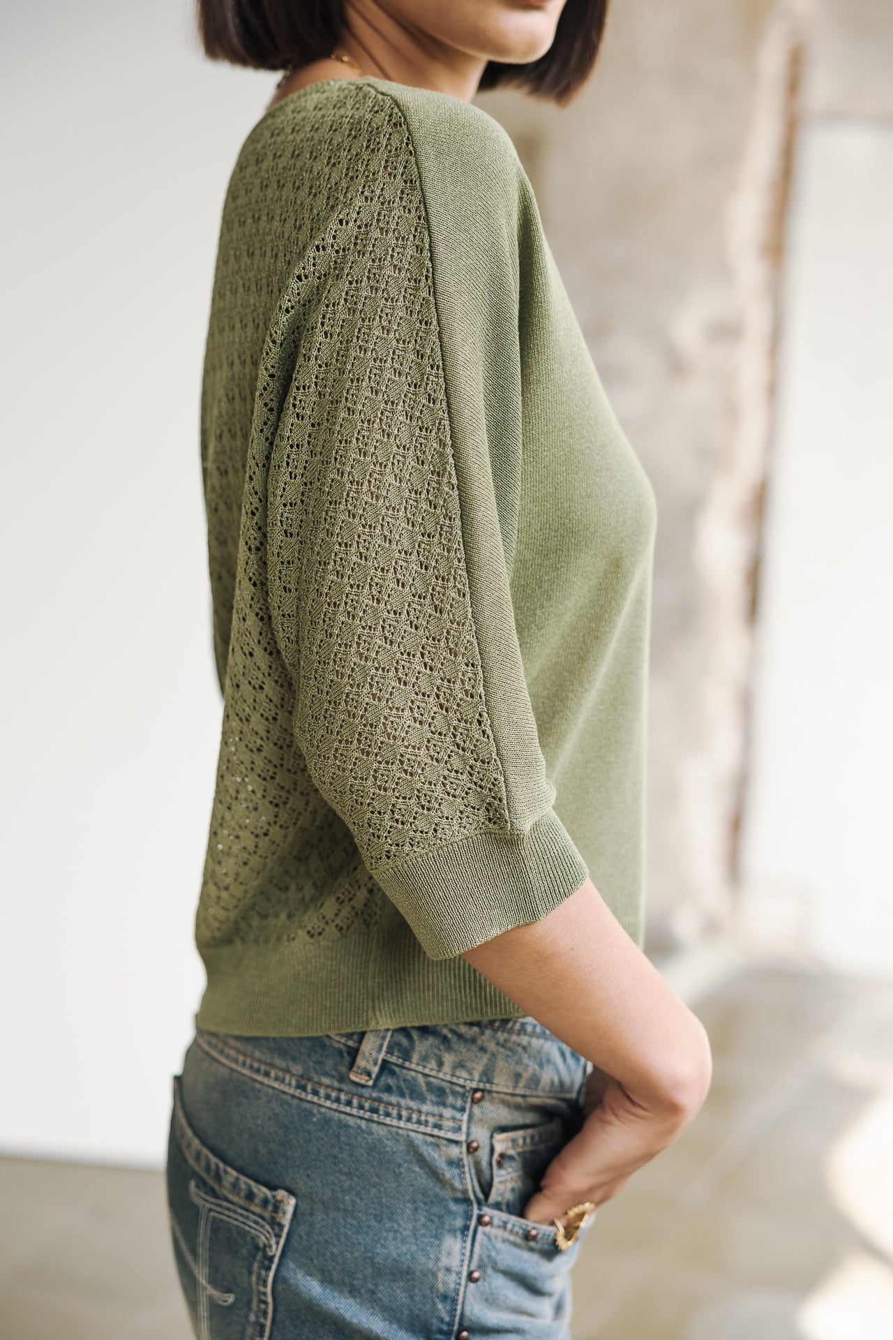Pull en pointelle Femme Philo deep lichen green | Freeman T. Porter