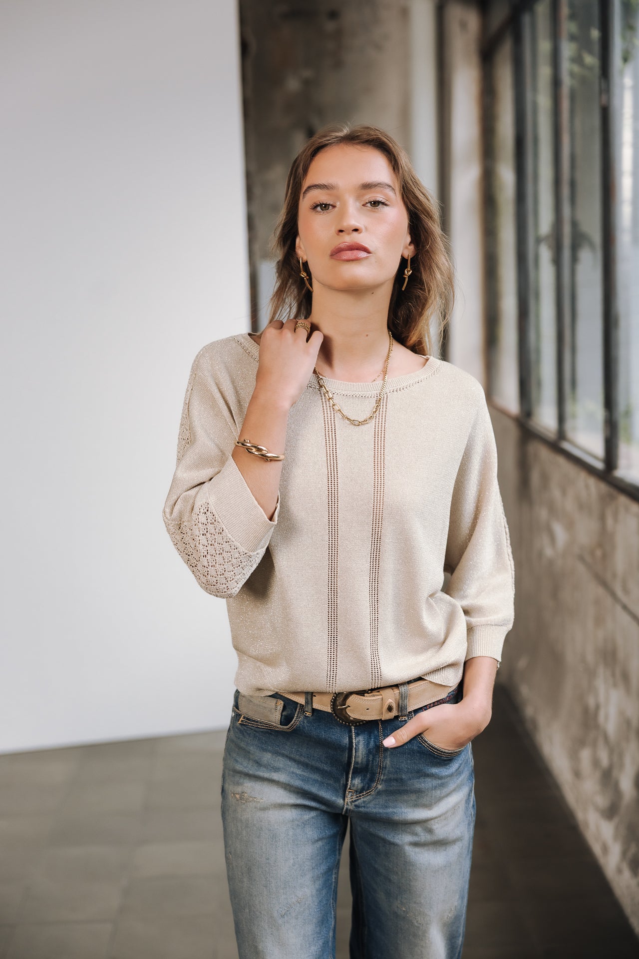 Pull en pointelle Femme Philo egret | Freeman T. Porter