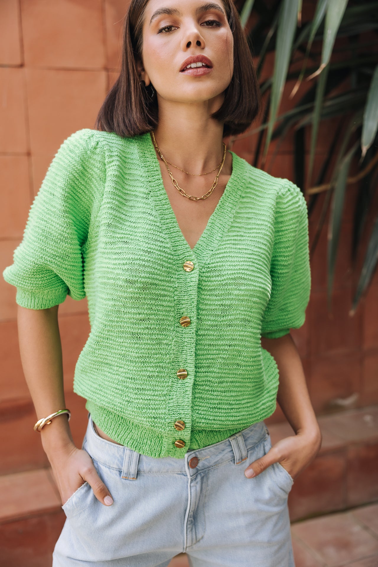 Gilet en maille Femme Goldine spray green | Freeman T. Porter