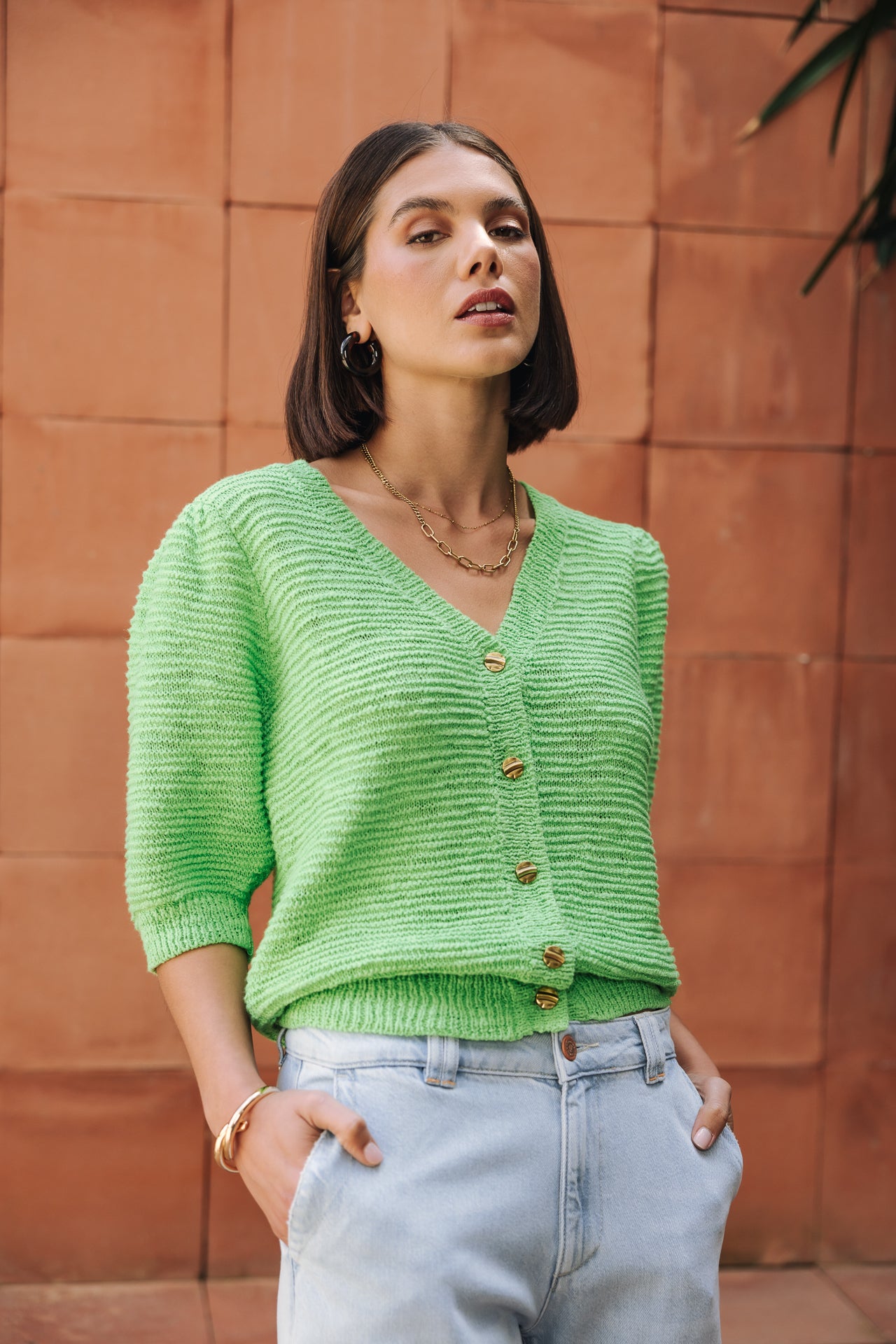 Gilet en maille Femme Goldine spray green | Freeman T. Porter